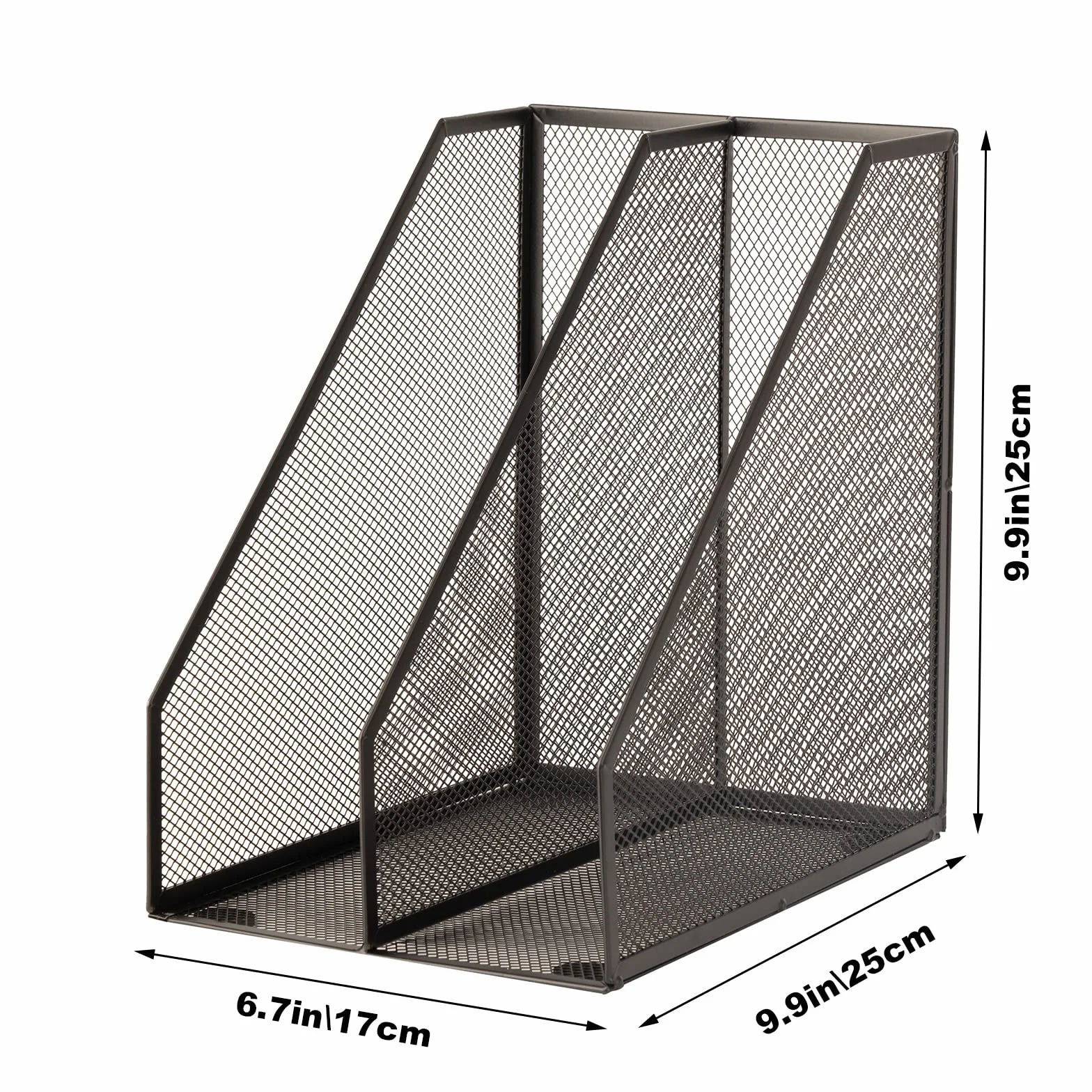 Metal Wire File Organizer, Desktop Mesh Holder, Black, 2-Pack