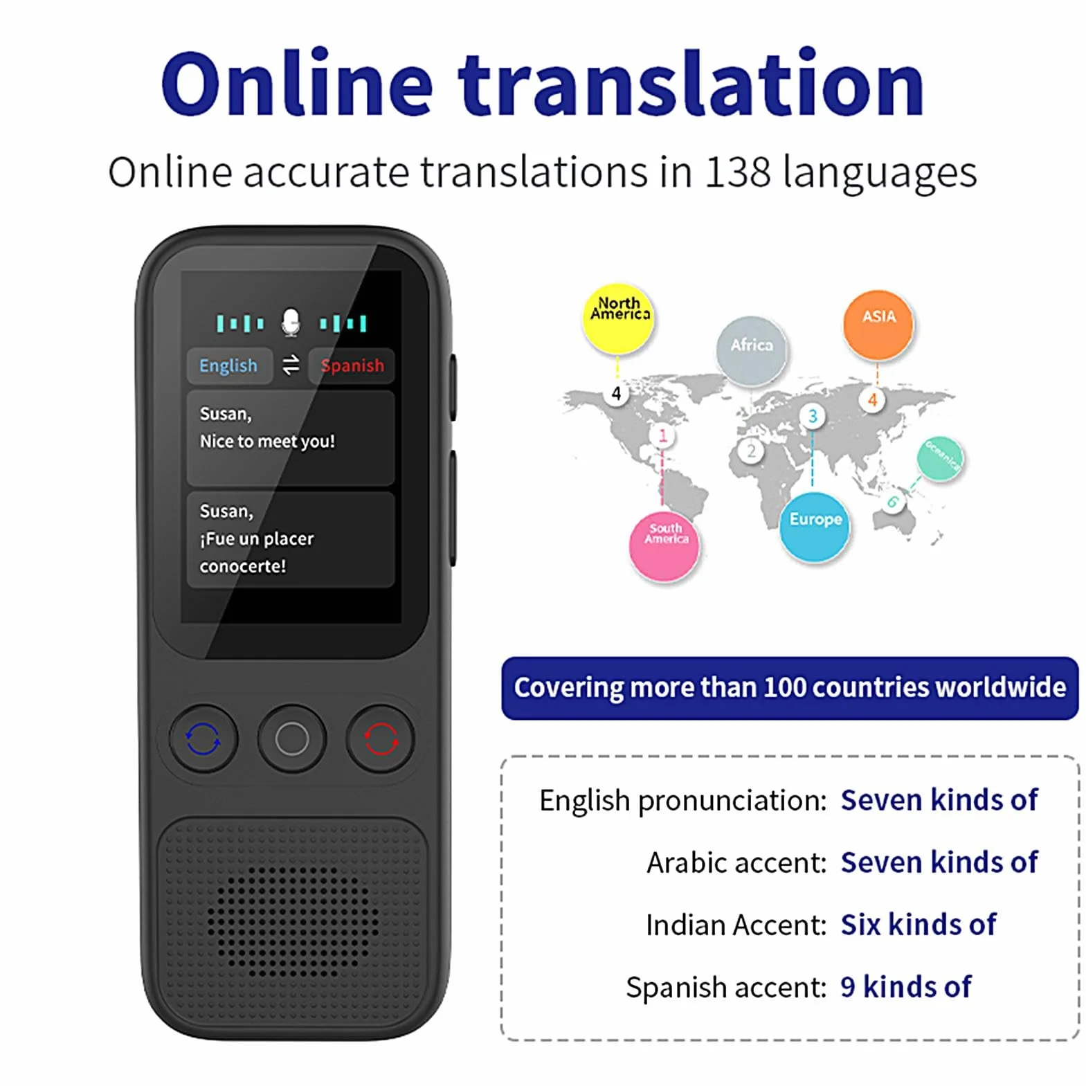 Traductor instantáneo sin WiFi, dispositivo traductor sin necesidad de WiFi | Dispositivo de traducción Traductor en tiempo real para viajes,, No se necesita WiFi, dispositivo de traducción, 138 idiom