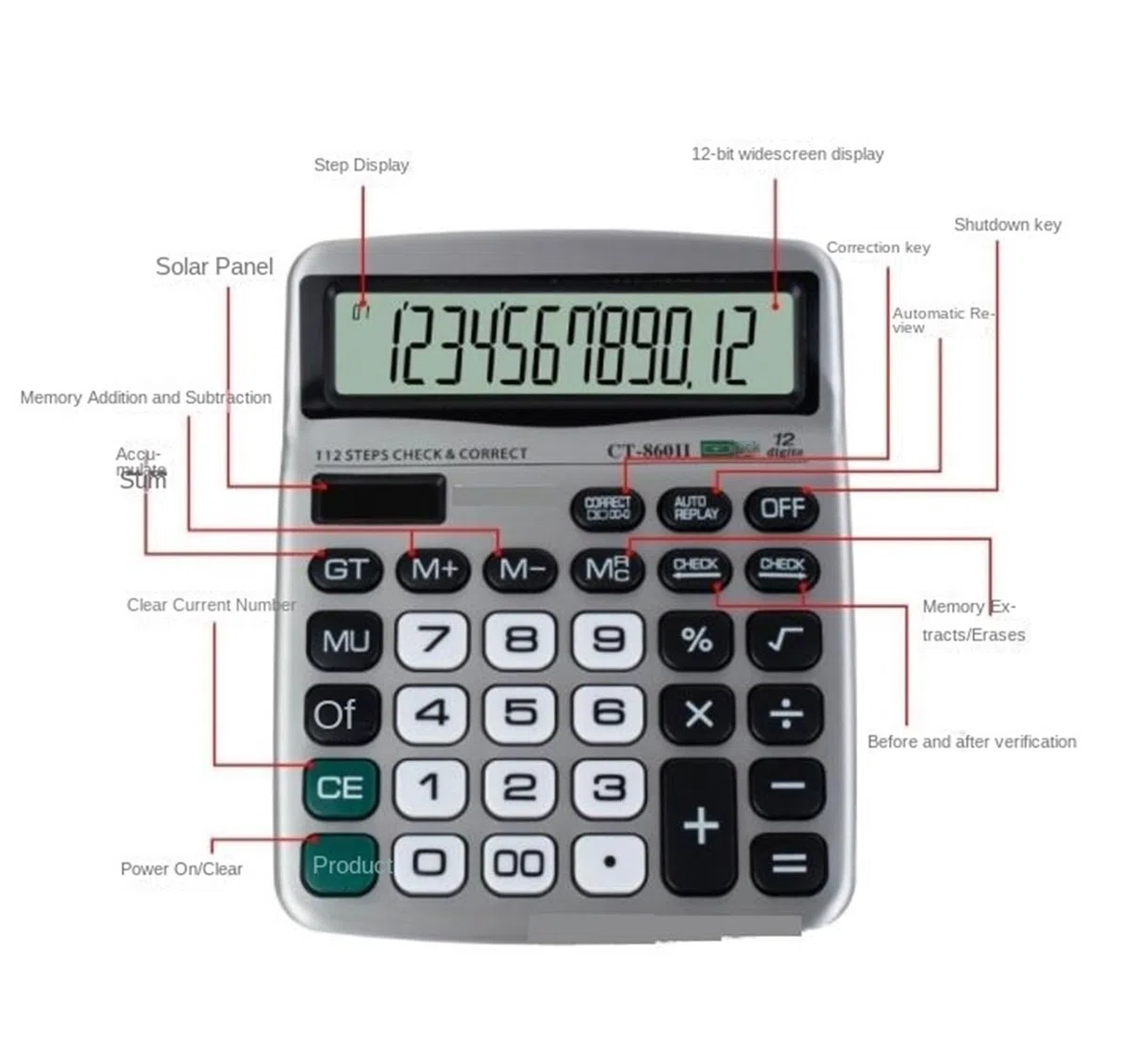 Calculadora Calculadora Multifuncional Portátil con Pantalla De 12 Dígitos, Ideal For Oficinas Financieras Escritorio Oficina