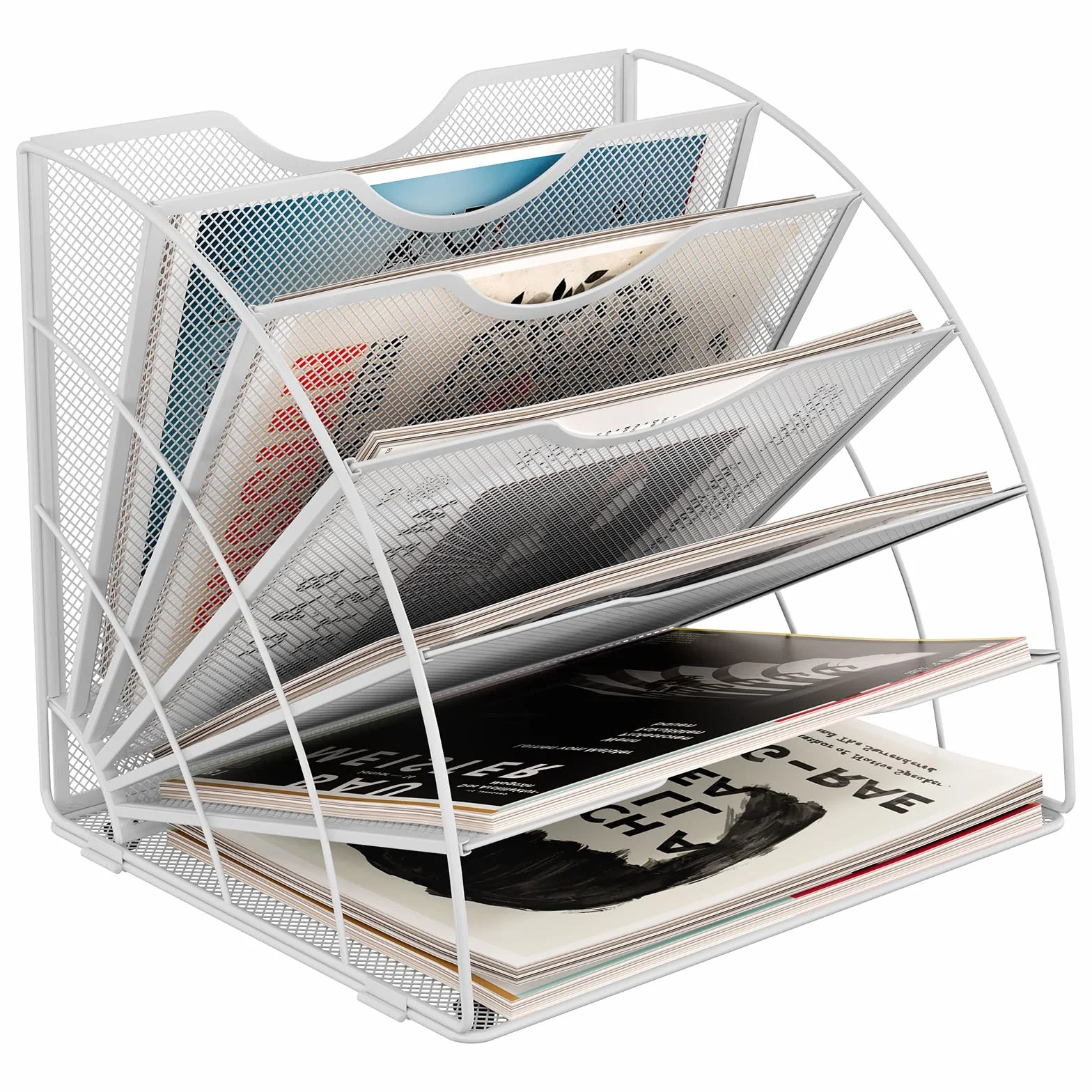 EasyPAG Metal Malla A4 Bandeja Organizador Papeles Escritorio Soporte Documentos, Blanco