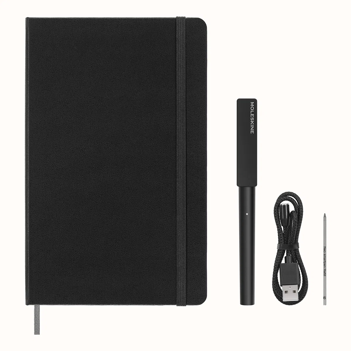 Moleskine Smart Writing Set, Libreta Inteligente con Bolígrafo Inteligente Incluido, Cuaderno Digital de Moleskine con Páginas a Rayas, Grande, 13x21 cm, Negro