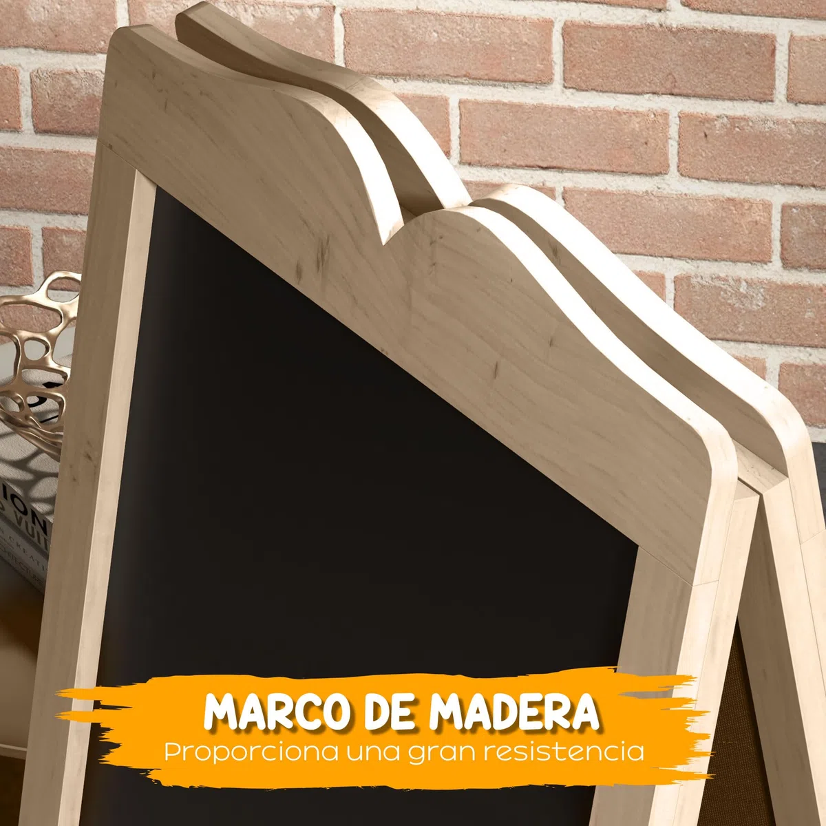 Vinsetto Pizarra Caballete Plegable y Magnética 51x60x101 cm Natural | Pizarra Doble Cara, 6 Tableros, 8 Tizas Líquidas, Marco de Madera