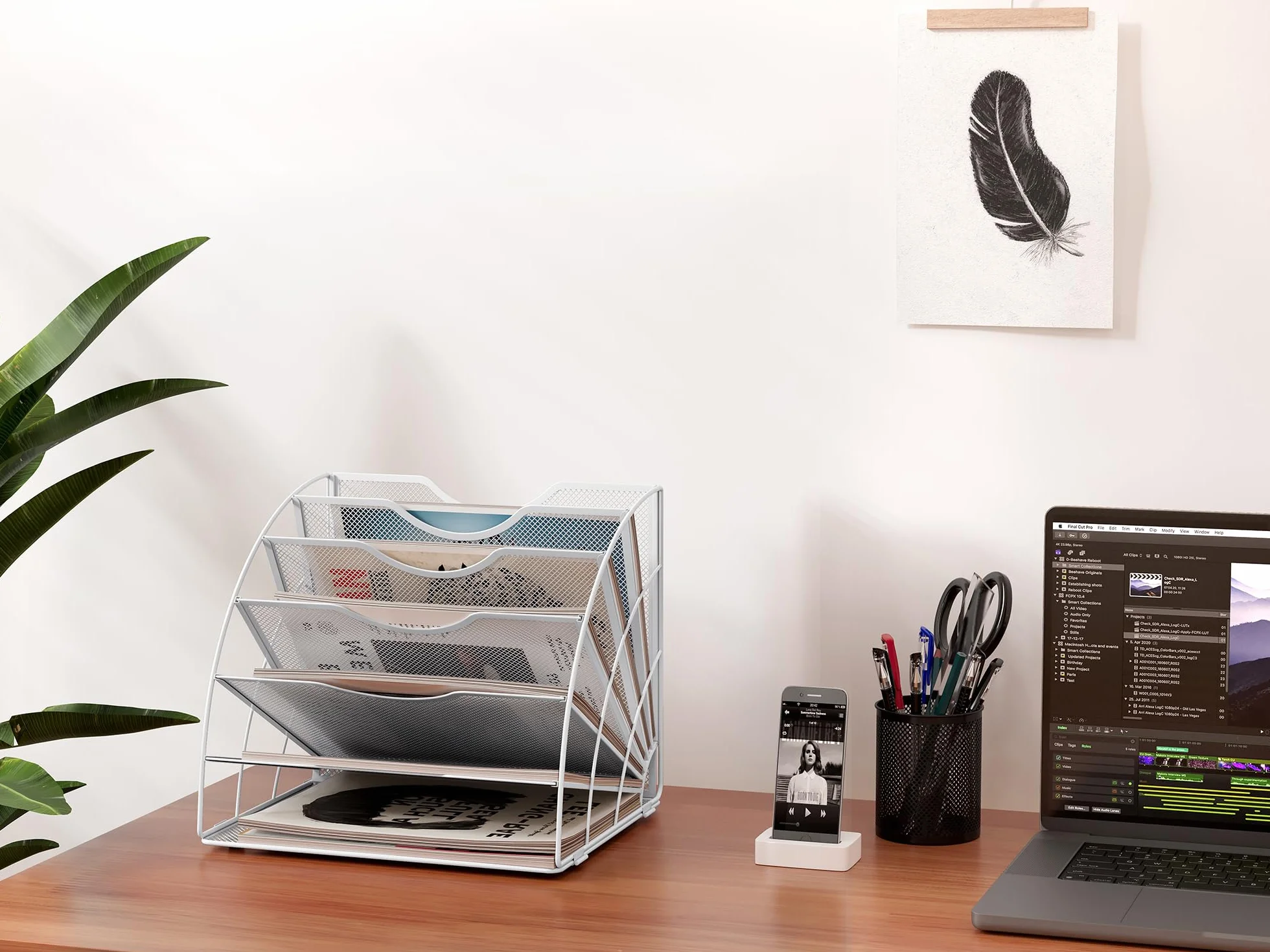 EasyPAG Metal Malla A4 Bandeja Organizador Papeles Escritorio Soporte Documentos, Blanco