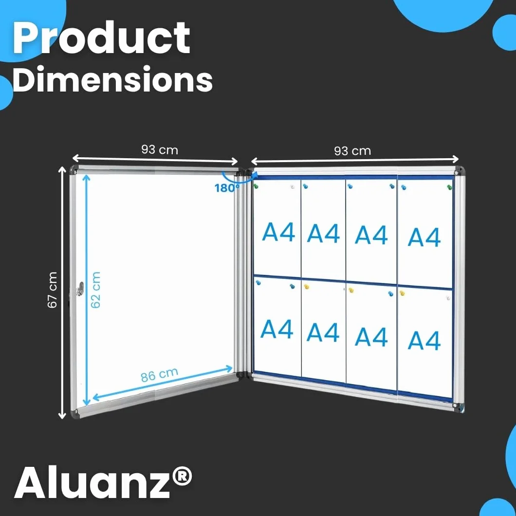 Vitrina DIN 8xA4 para información 67x93x3 cm montaje en pared