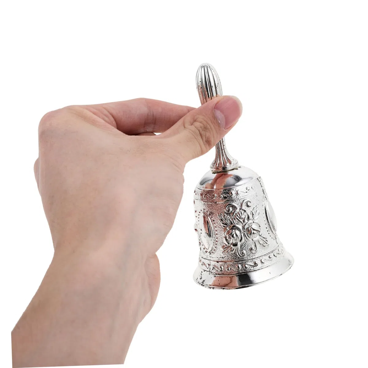 Angoily 4 Piezas Campana de Mano de Metal para Campana para Servicio y Escuelas para Entrenamiento de Mascotas y Infantiles Ergonómico y Sonido
