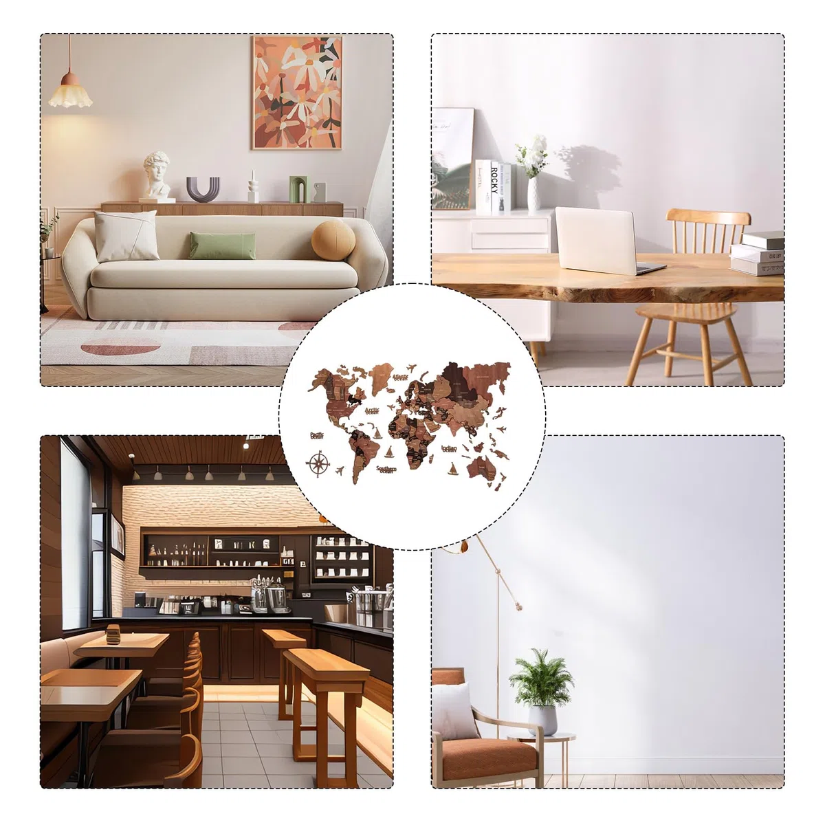 Mapa Del Mundo De Madera- Decoración De Pared 3d Detallada De 100x60 Cm, Acento Moderno En El Hogar, Pieza Decorativa, Diseño De País Con Una Construcción Duradera | Arte De Pared De Mapa Con Estilo D