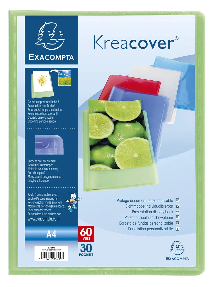Exacompta 5739E - Lote de 12 carpetas de 30 fundas, A4, multicolor