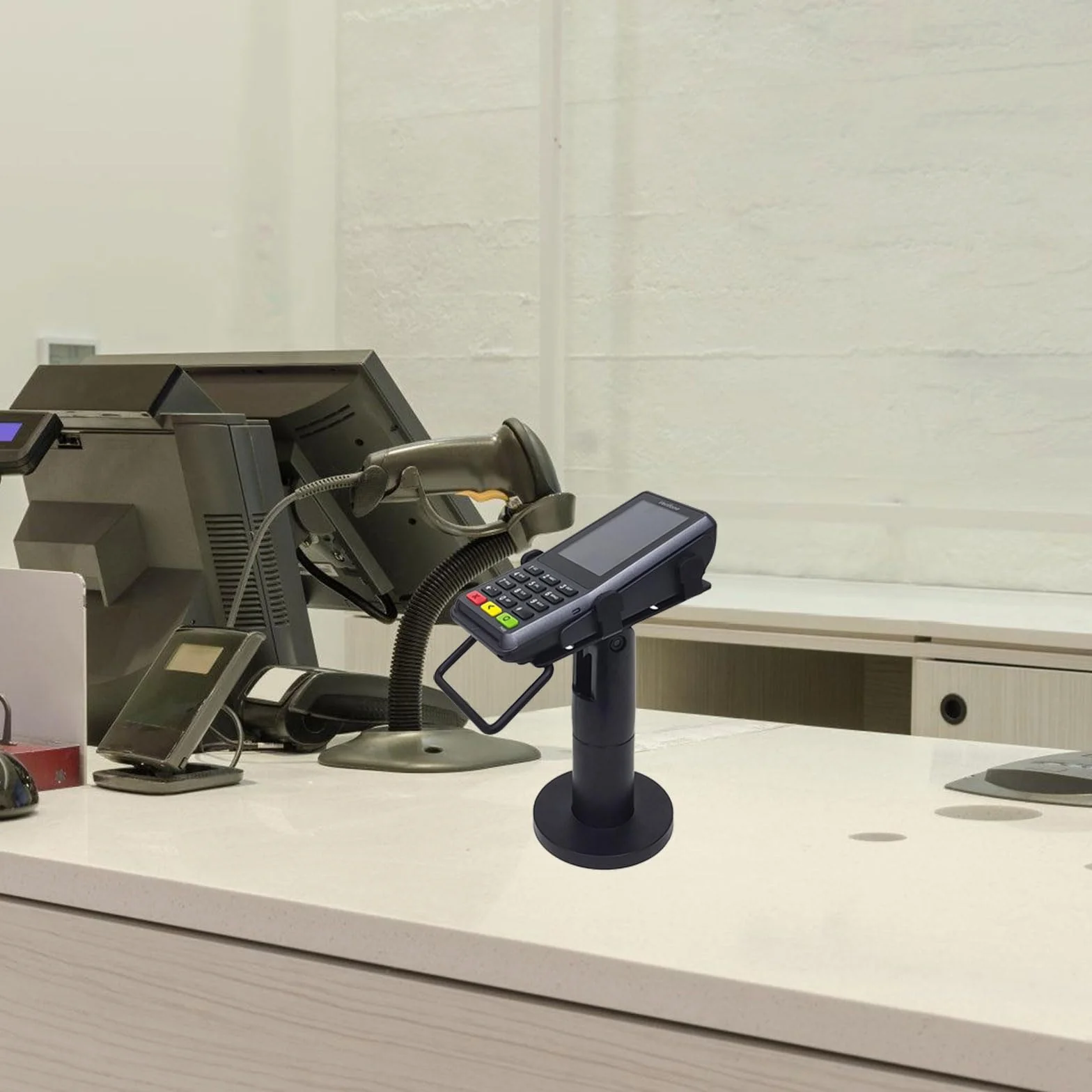 Soporte de visualización para máquina POS, terminales de tarjeta ajustables con canales de cable ocultos, montaje Pos
