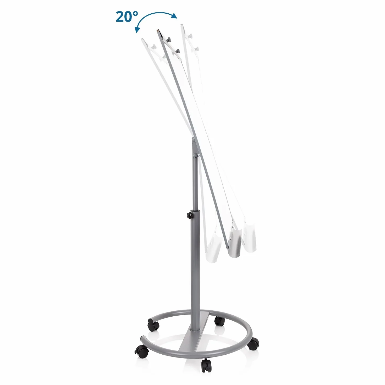 MULTIBOARD Pizarra magnética con caballete móvil y rotafolios 93,5 x 63 cm, altura regulable