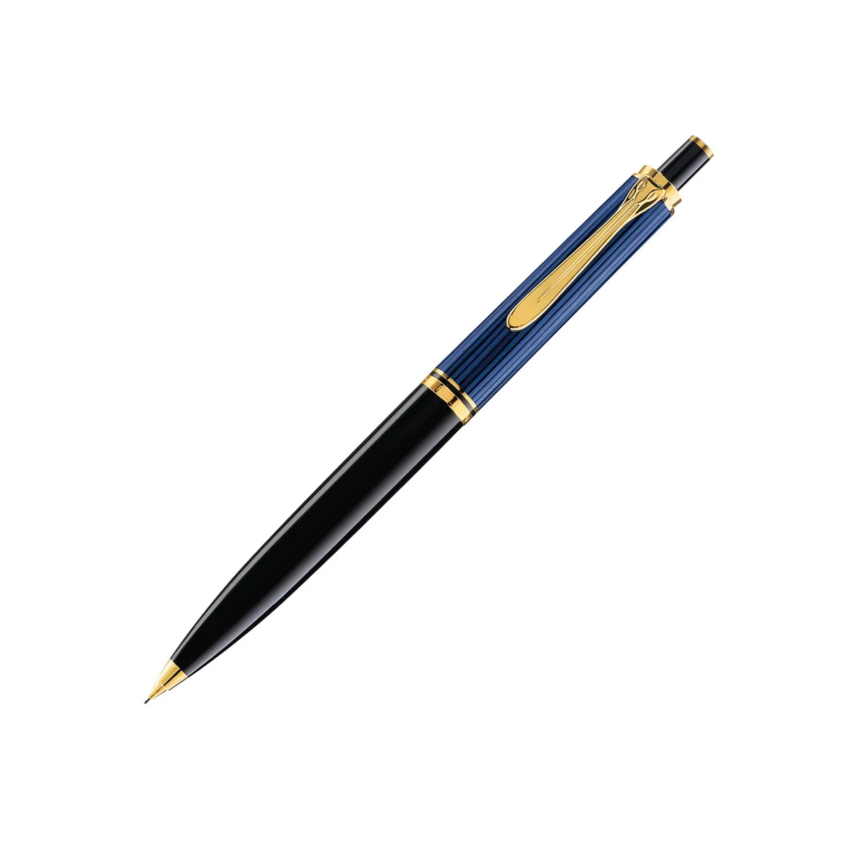 Pelikan Porta Minas DD00 Classic Souveraen azul/negro, lápiz automático, mecanismo de encaje, detalles de oro de 24K, para mina en grafito de 0.7 mm, goma bajo el botón - 985390, en caja de regalo