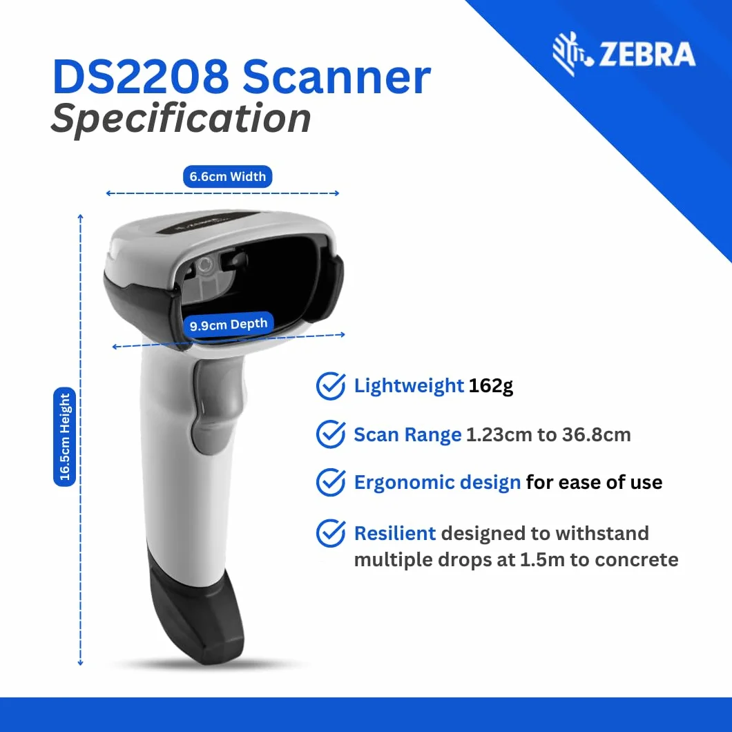 Zebra Technologies - DS2208-SR Negro USB Kit con soporte