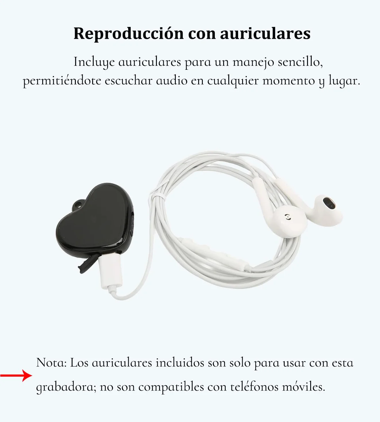 Mini Grabadora de Voz Oculta con Auriculares Digitales para Reuniones Entrevistas