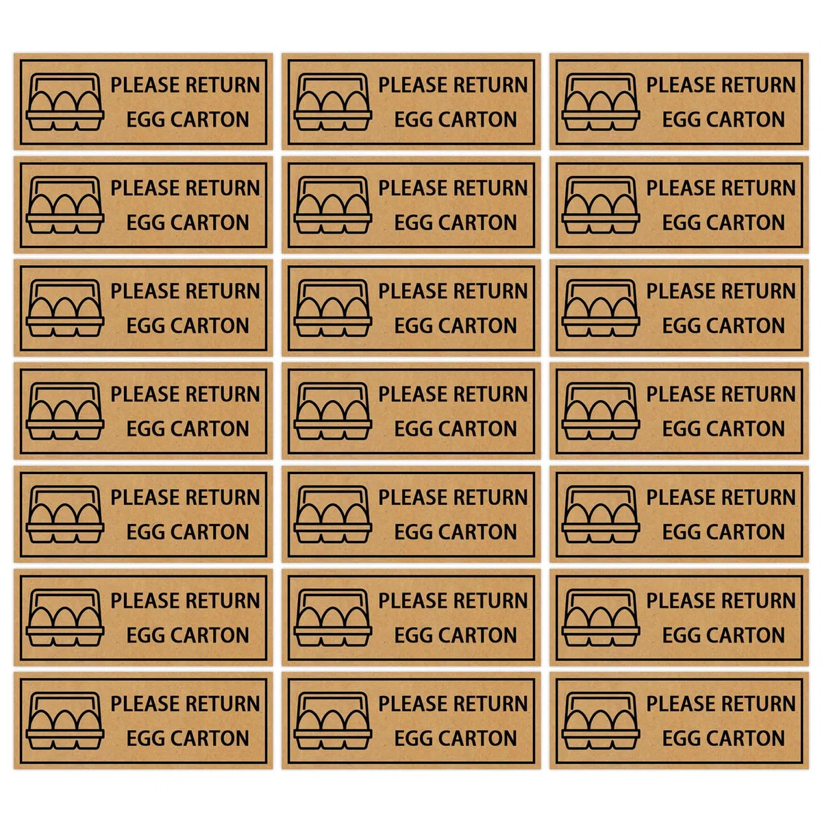 500 etiquetas adhesivas reutilizables de papel kraft de 1.9 x 5.1 cm para devolución de cartón de huevos, suministros de embalaje de huevos frescos de granja, calcomanías duraderas para granjas
