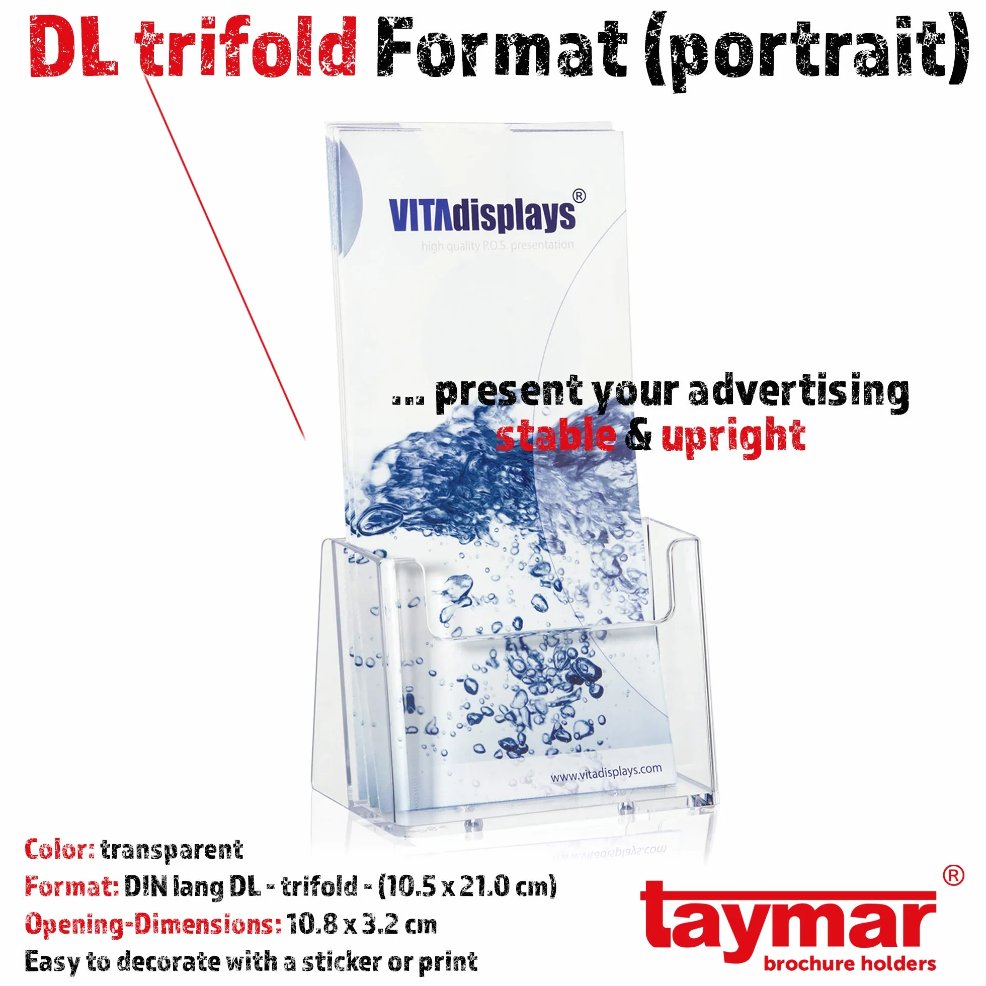 Taymar Soporte para folletos Transparente DIN lang 105x210 mm Paquete de 10