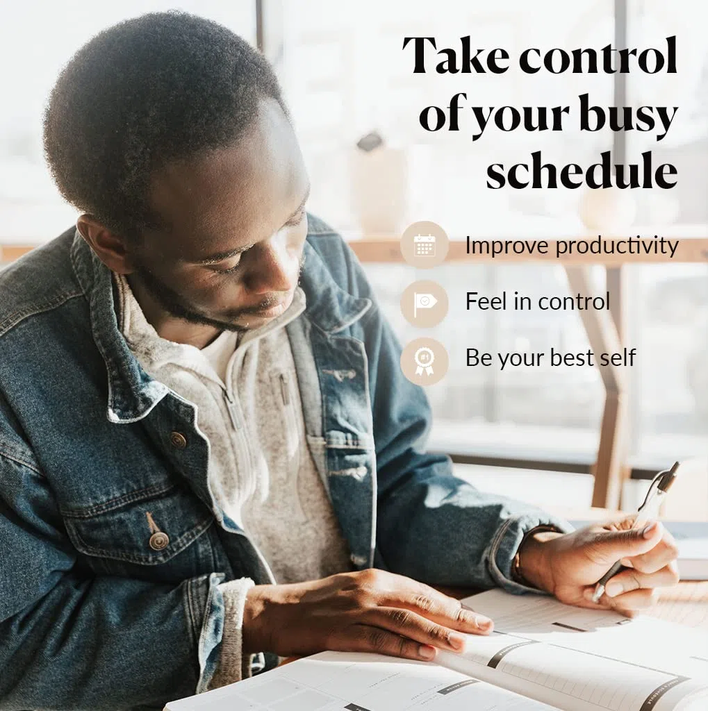 Planificador diario inteligente – Logra objetivos y aumenta la productividad, gestión del tiempo y felicidad – Planificador semanal mensual con diario de gratitud, tapa dura, planificador de negocios