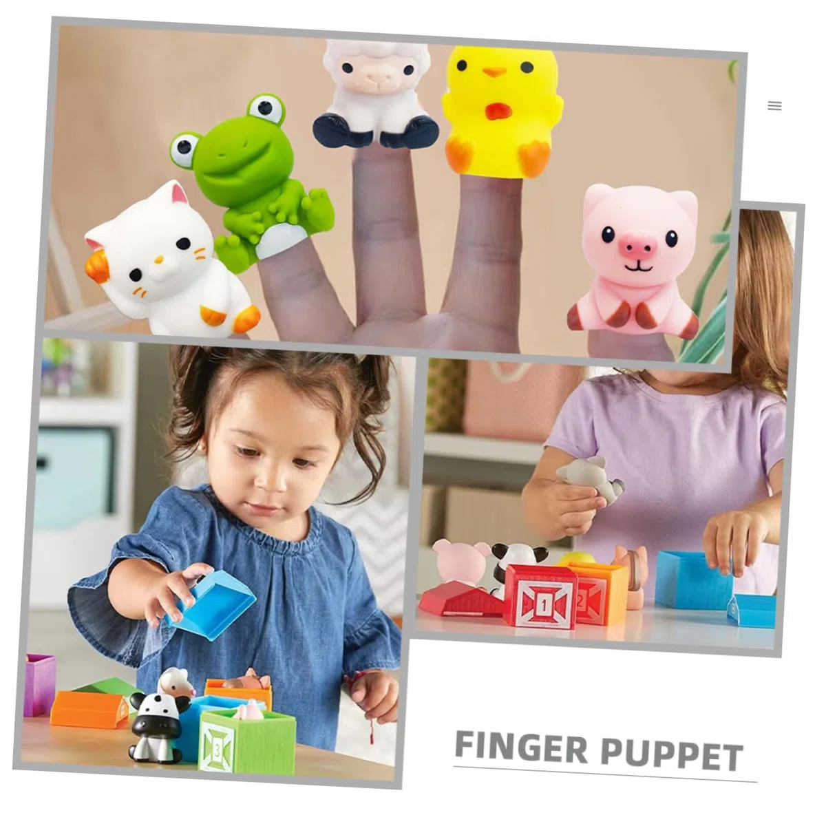 Angoily Marionetas de Dedo de Animales Granja 10 Piezas Flexibles Plásticas Color Mezclado para Juego Educativo y Desarrollo Sensorial Infantil Varios estilos