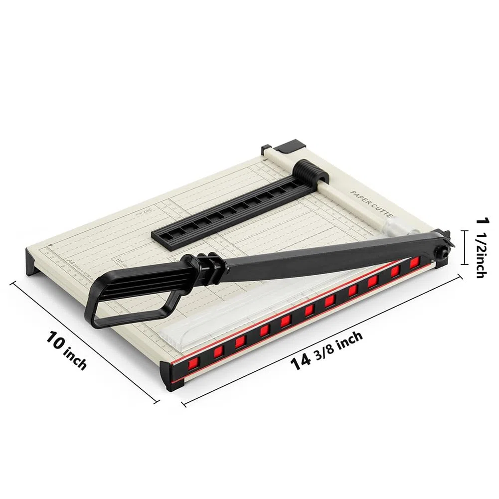 Recortadora de papel A4 con protector de seguridad, capacidad de 12 hojas, guía magnética, base de metal resistente para cartulina, cartón, vinilo, manualidades y fotos