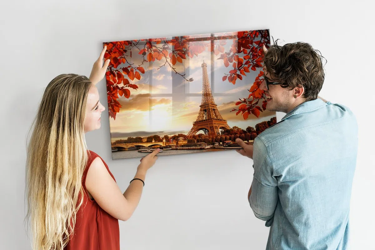 Menú y Pizarra Magnética para Restaurantes y Cafeterías 100x70 Torre Eiffel | Tablero Imantado | Cristal Templado | Mural de Pared | Placa de Acero | Cartelera Informativa | Organizador de Tareas