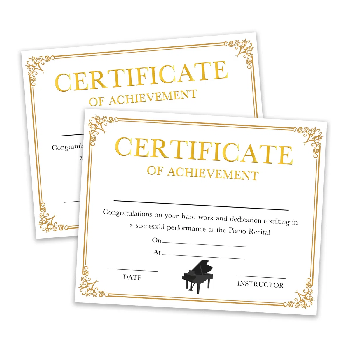 Certificados de premio de logros musicales, certificados de recital de piano para estudiantes, premios de reconocimiento de lecciones de música, suministros de aula para profesores, regalos de aliento