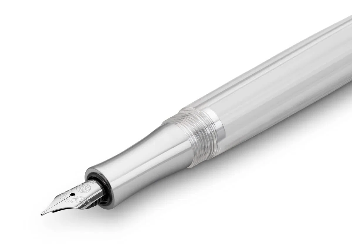 Kaweco Pluma estilográfica Student I Premium para cartuchos de tinta con plumín de acero I Nostalgischer Luxus pluma transparente I Ancho de pluma: M (medio)