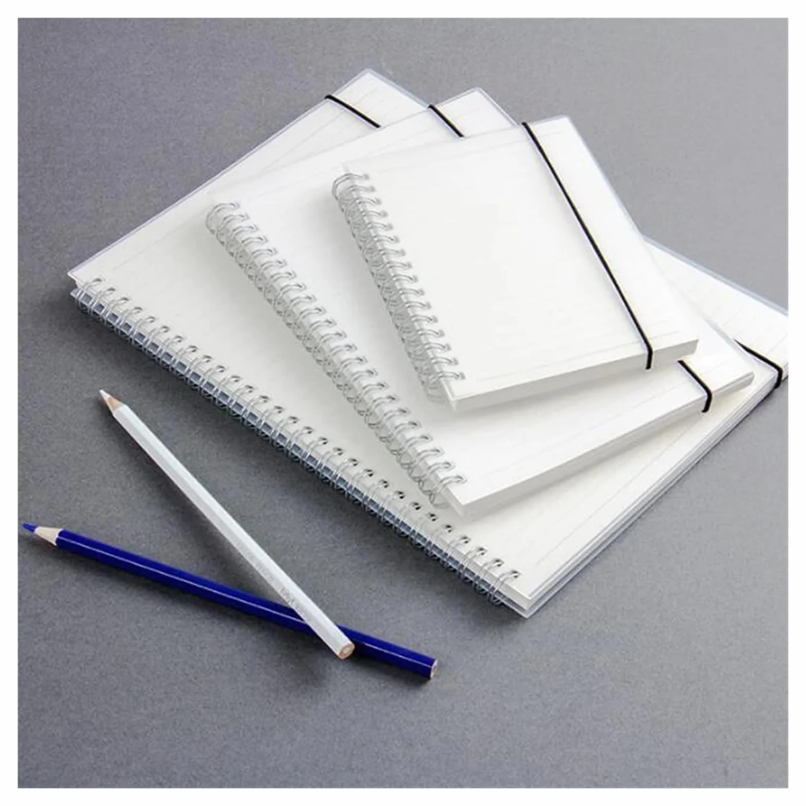 Cuaderno Espiral Cuaderno de notas con correa, libreta, cuaderno, agenda, cuadrícula, puntos, papel blanco transparente, tamaño A4/B5/A5/A6(Horizontal line,A4 21.2x29cm)