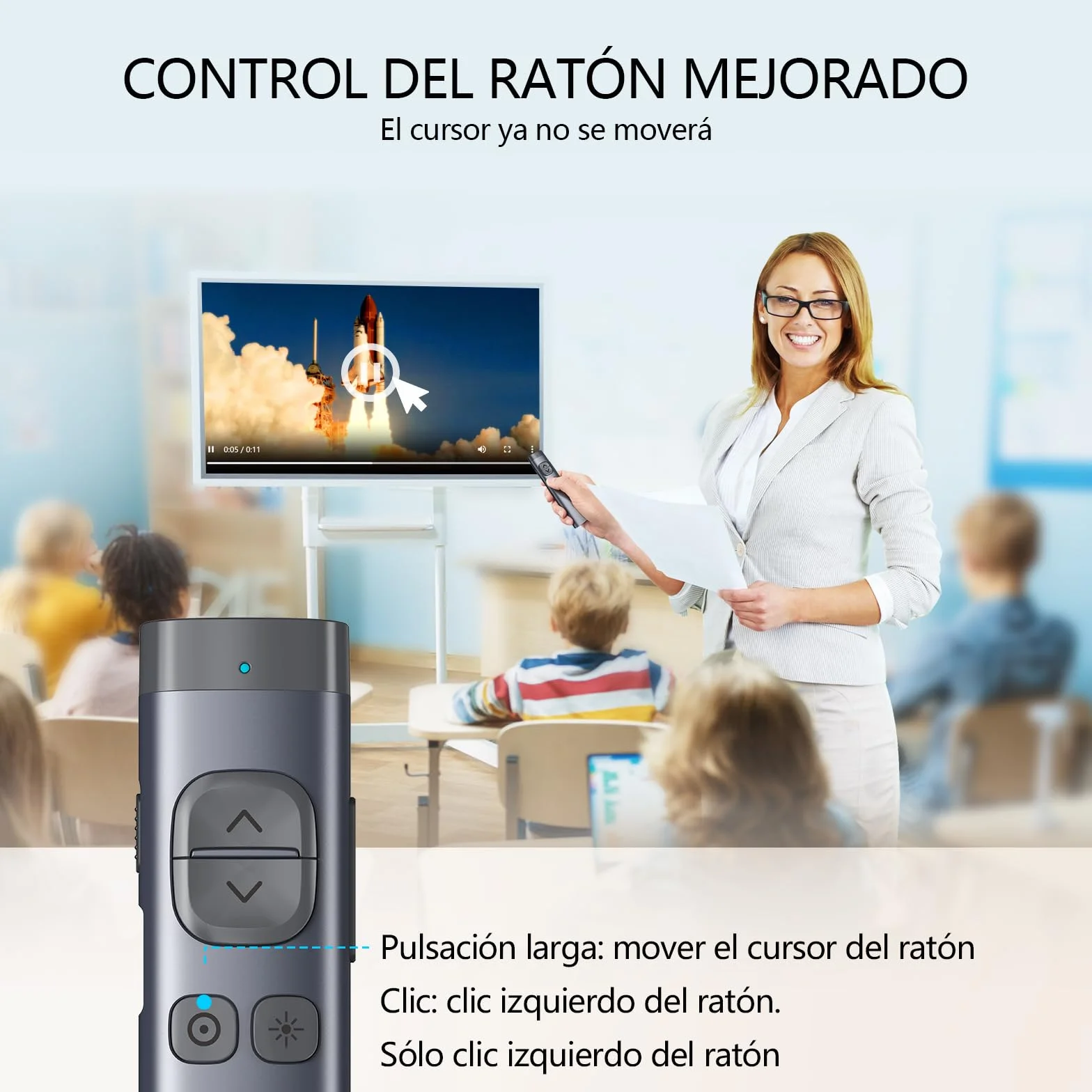 Norwii N97s TV Display Clicker para presentaciones PowerPoint, PowerPoint Clicker, Presentación Rremote, Bluetooth Wireless Presenter, Digital Pointer para TV Display