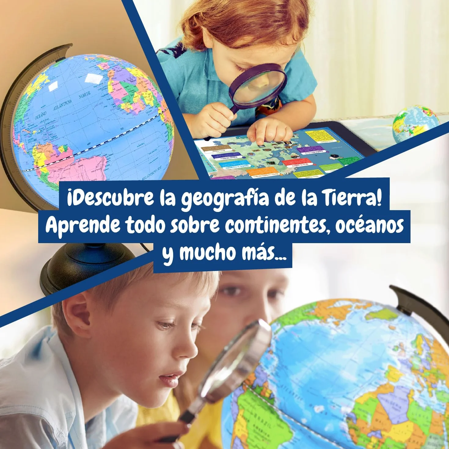 Science4you Globo Terráqueo y Atlas Mundial, Libro Educativo, Globo Girable para Niños 6-10 Años