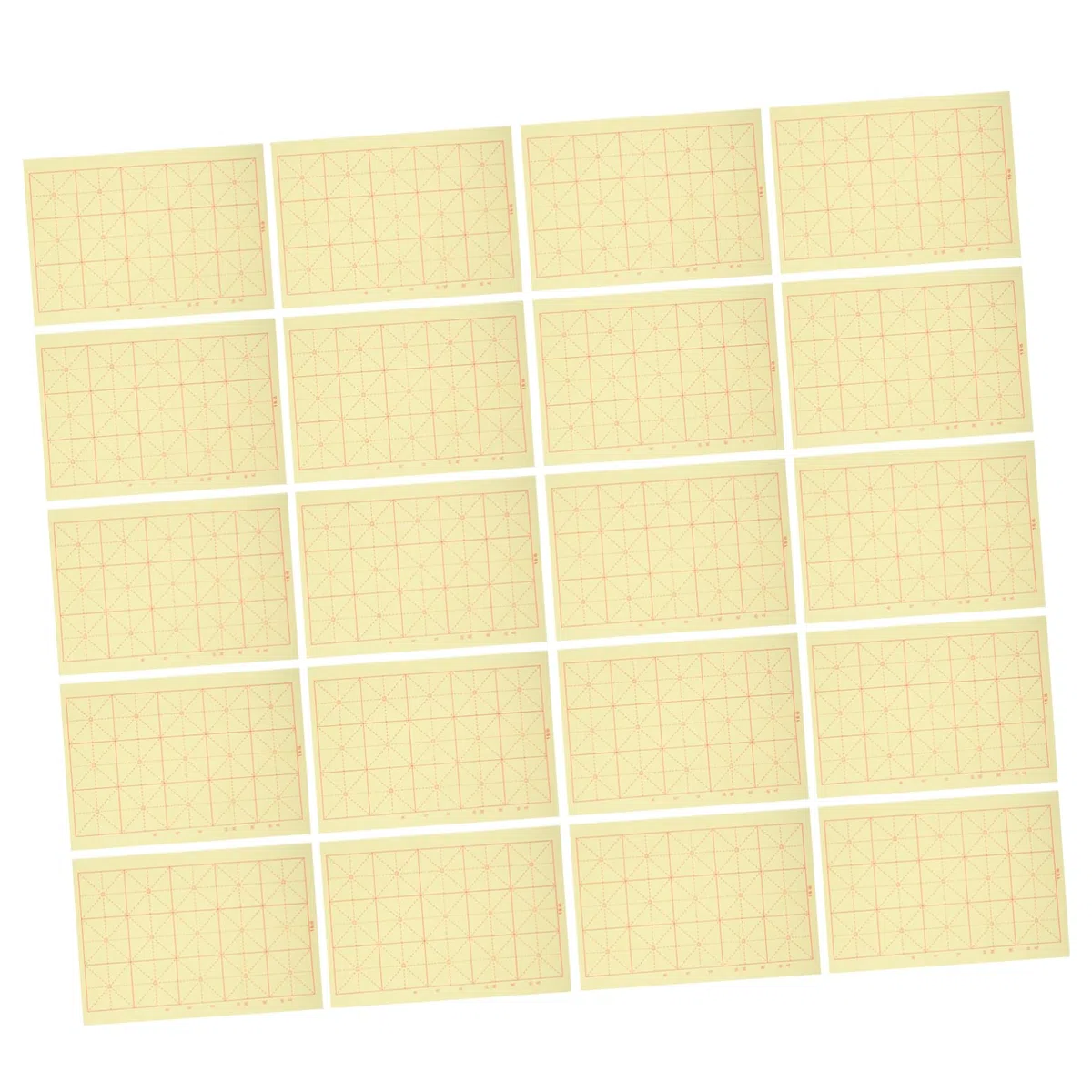SHINEOFI Papel de Caligrafía para Principiantes con Rejilla de Arroz para Práctica de Pincel, 20 Juegos de Hojas para Caligrafía y Escritura Artística