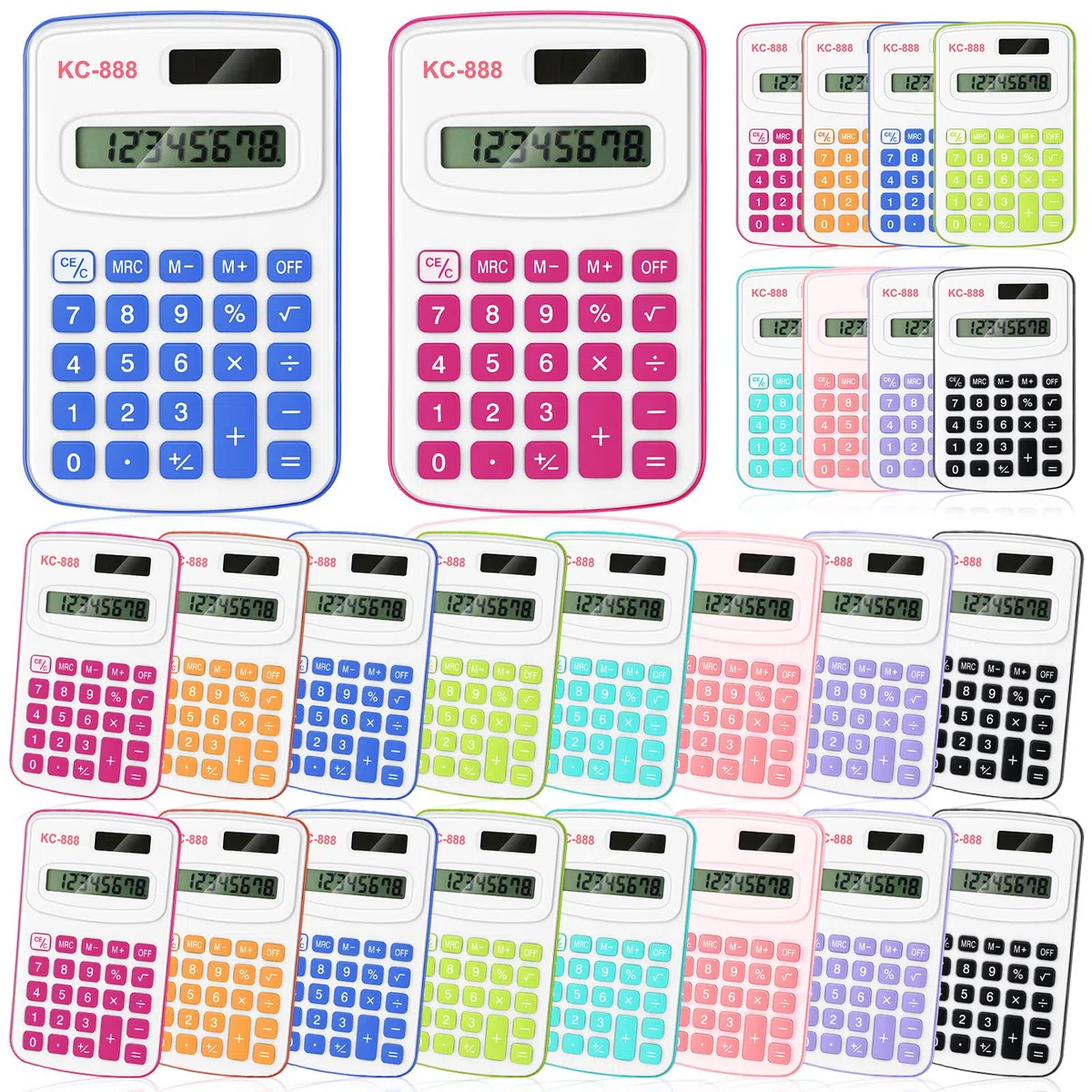 Treela 30 calculadoras de tamaño de bolsillo para estudiantes, mini calculadora de mano básica, calculadora estándar con batería de botón, pantalla de 8 dígitos, calculadora de escritorio para 100