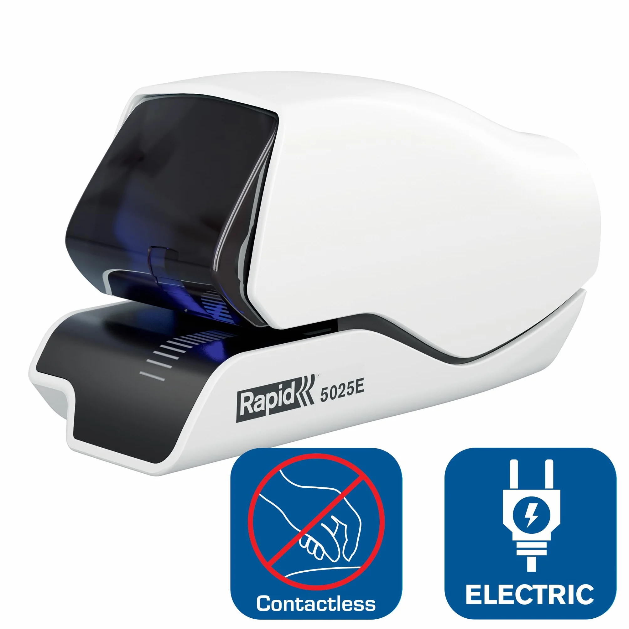RAPID 25095200 - Grapadora eléctrica con tecnología Flat-Clinch modelo 5025E color blanco