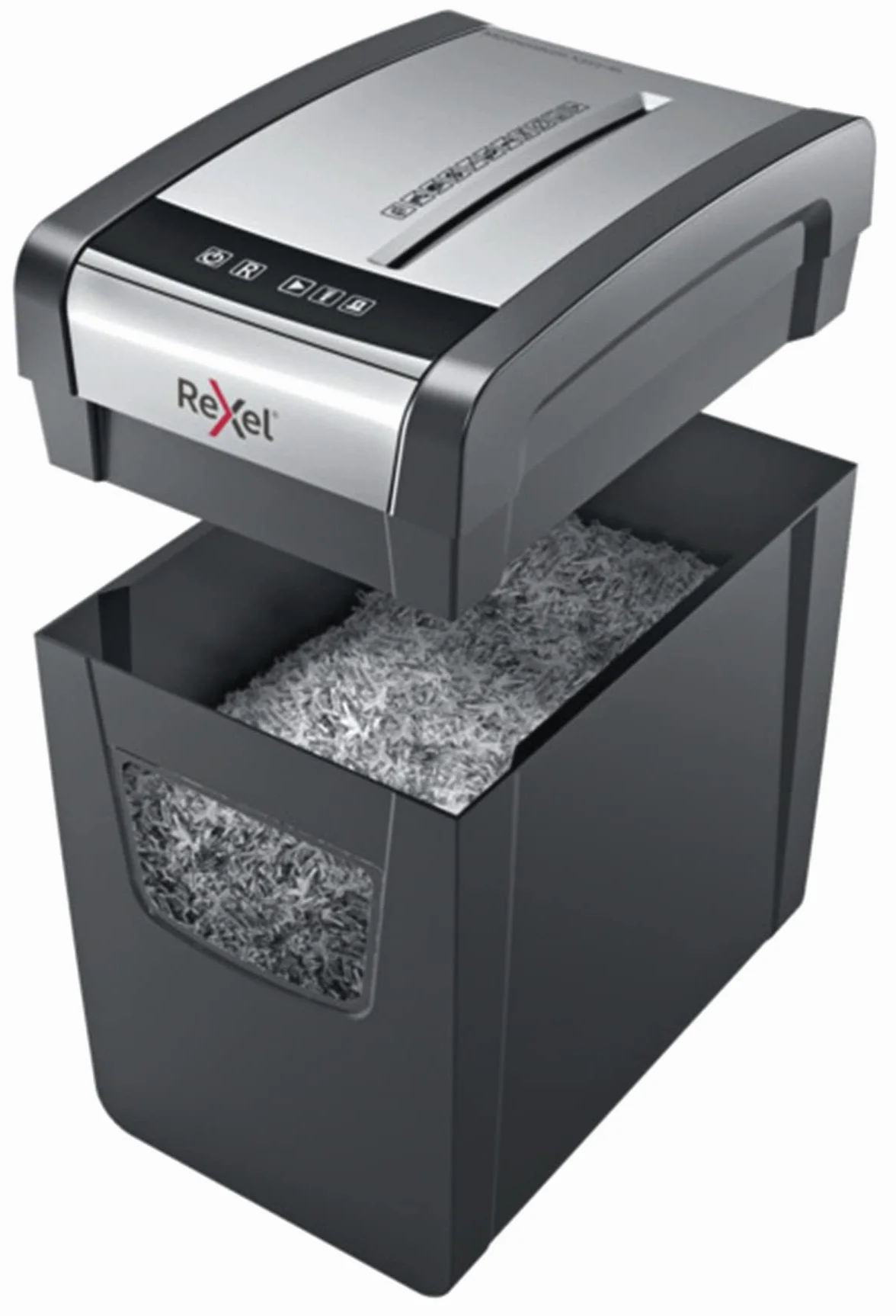 Rexel Momentum X312-SL Slimline 2104574 - Destructora de papel de corte en confeti, destruye 12 hojas simultáneamente, papelera 23 l, negro