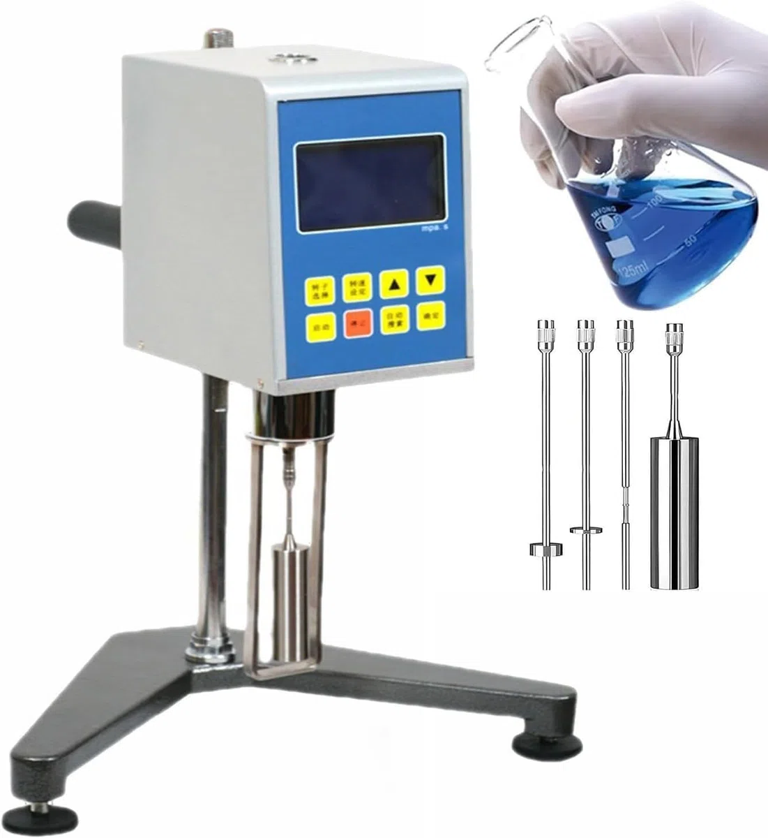 Viscosímetro Digital Rotacional de Laboratorio - Medidor Viscosidad Portátil con Pantalla LCD y 4 Rotores, Precisión ±2,0%