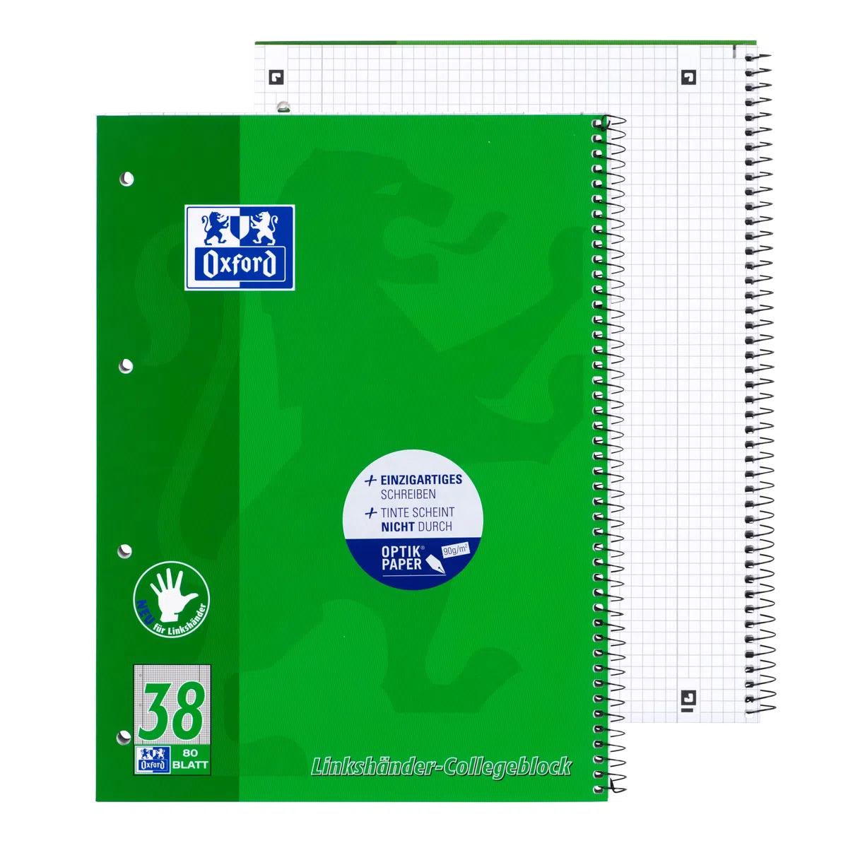 Oxford 100050405 - Cuaderno de espiral (para zurdos, 10 unidades, cuadriculado, 80 hojas, A4, 90 g/m²)