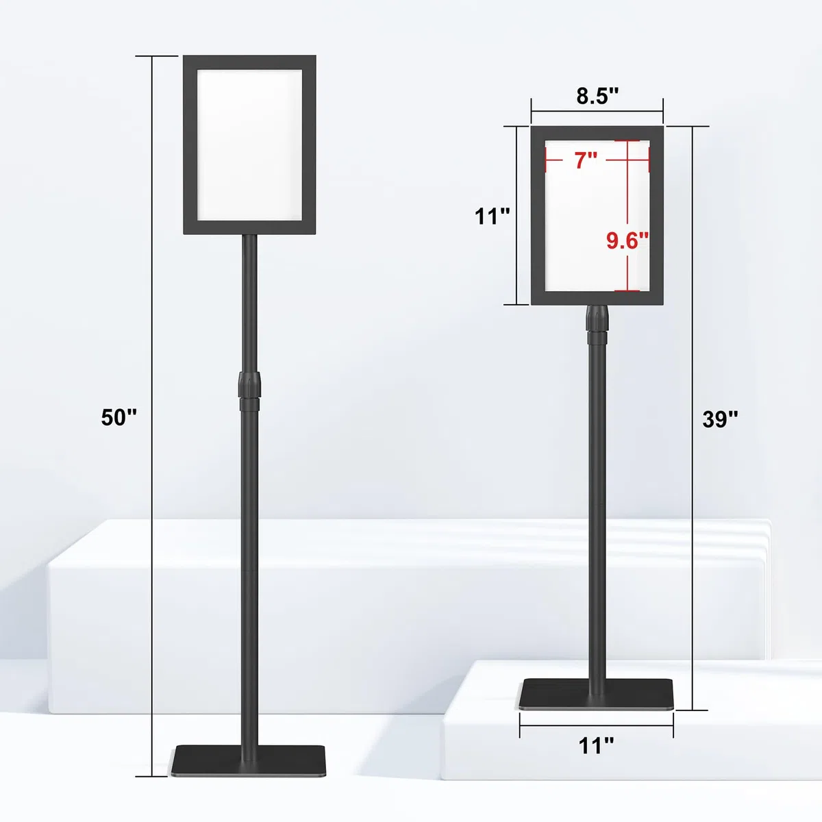 Relx Soporte ajustable para letreros al aire libre para exhibición, Porta Carteles, Soporte Carteles de suelo con base para eventos comerciales al por menor, 8.5 x 11 pulgadas