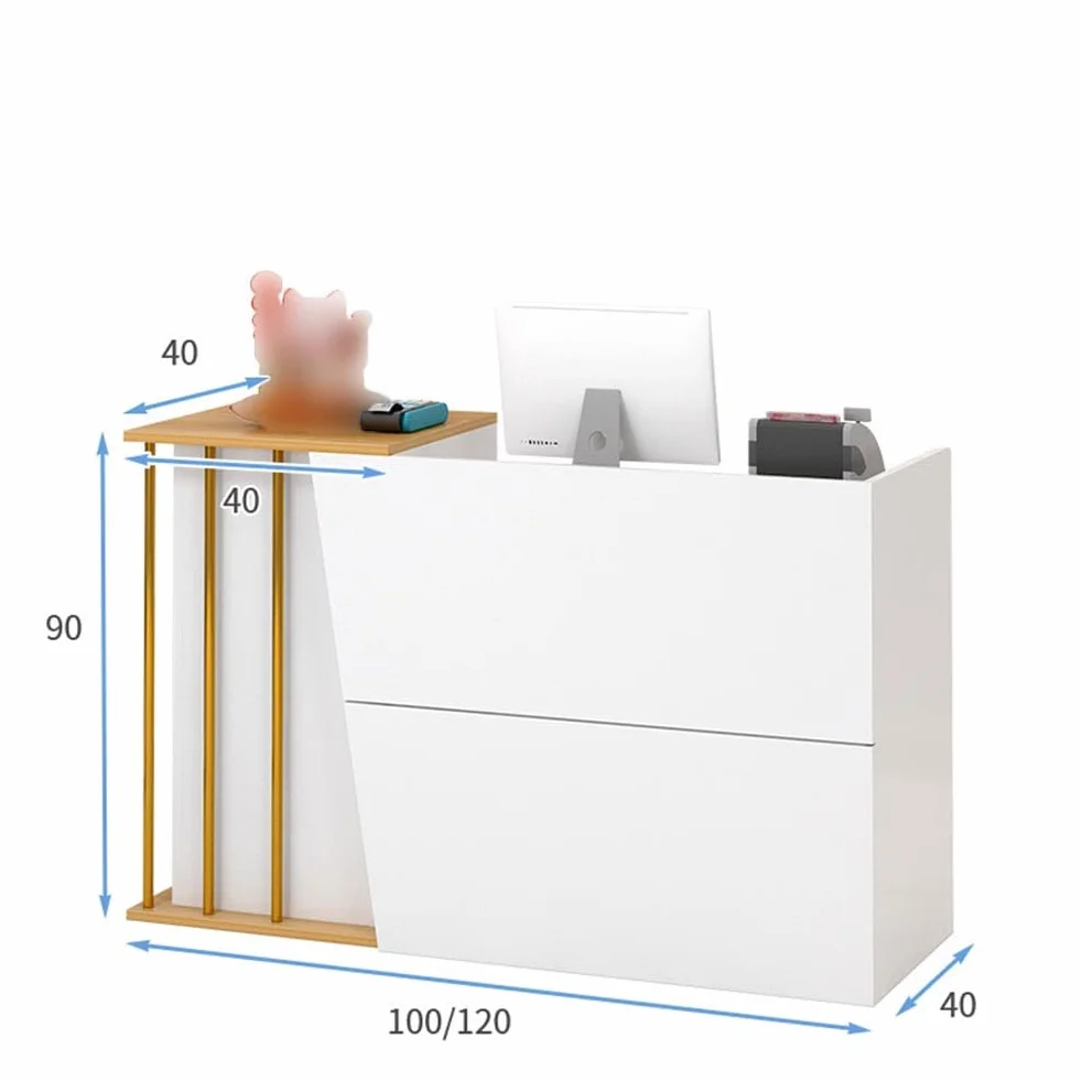 Mostrador De Recepción 100cm Blanco para Peluquería con Amplio Almacenaje
