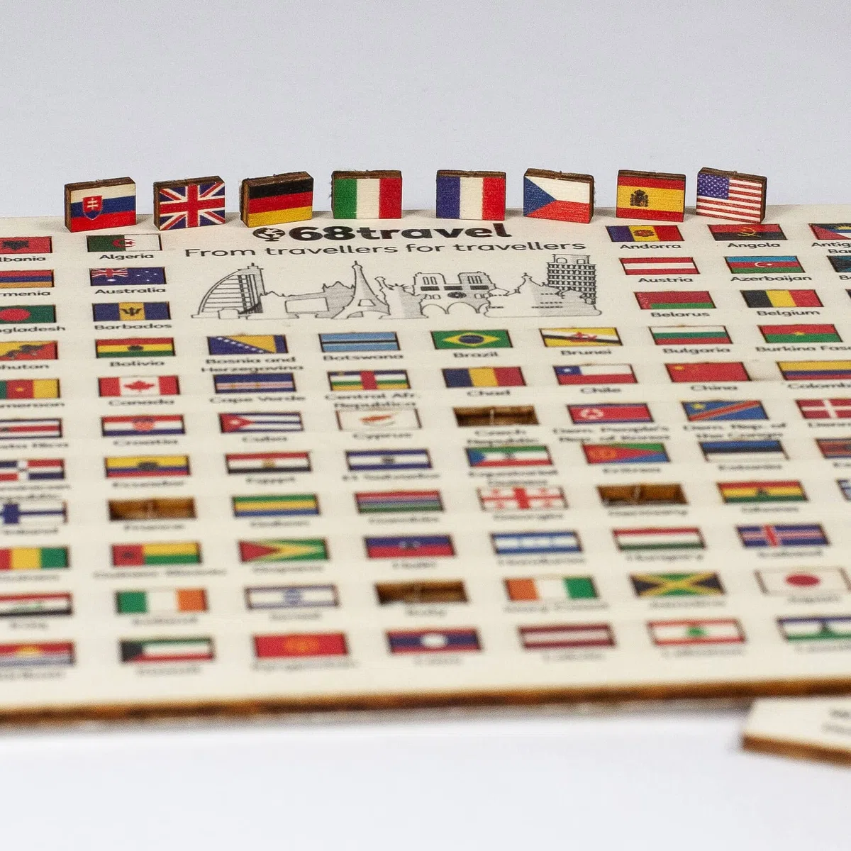 Marcadores de madera banderas del mundo (346 piezas) adhesivo posterior thumb tacks mapa push pins - para tablón de anuncios, mapa de madera, oficina