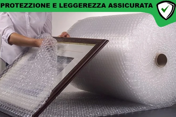 D. & D. Poliestireno de burbujas para embalaje y envío – Fabricado en Italia – Burbujas de aire para protección, relleno, embalaje de objetos en el transporte (H 150 cm x 50 mt/l)