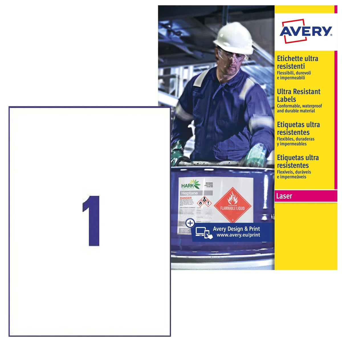 Avery España B4775-50 - Caja de 50 etiquetas para uso industrial
