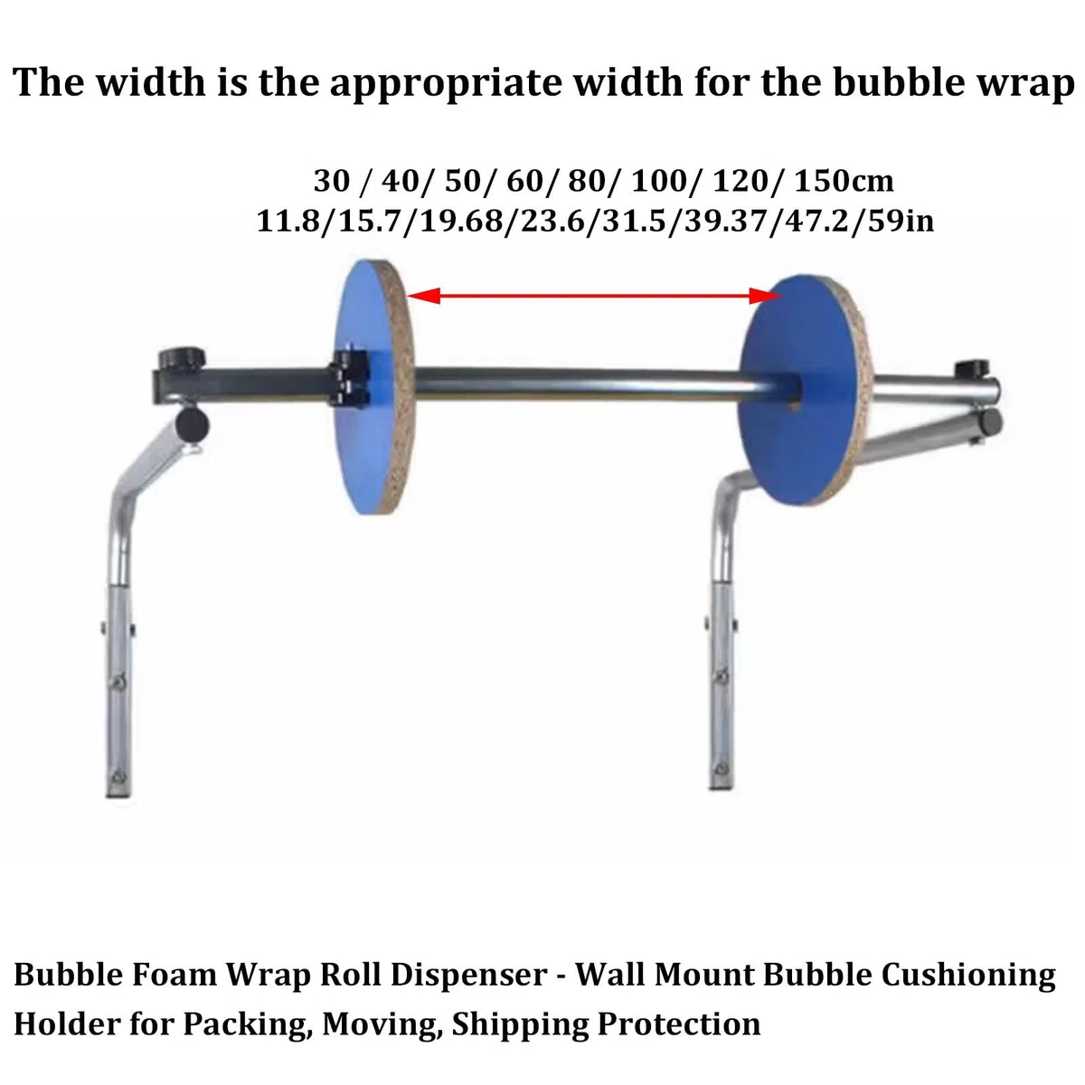 Dispensador de rollos de espuma de montaje en pared, soporte de amortiguación de burbujas para embalaje y envío, construcción de acero duradero para uso en almacén y fábrica