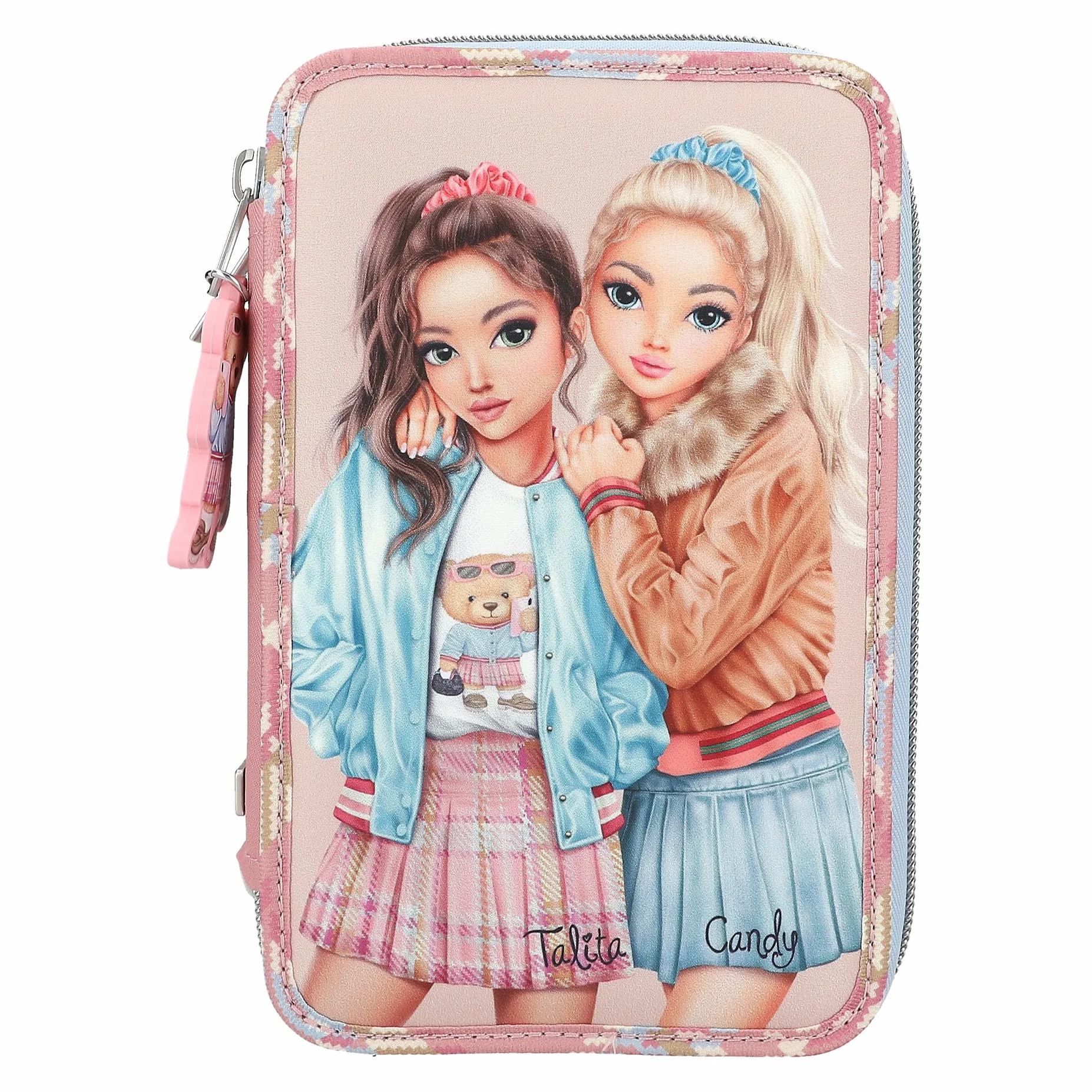 Depesche 13009 TOPModel Team Teddy - Estuche con 3 Compartimentos, con diseño de Oso de Peluche, Color Rosa
