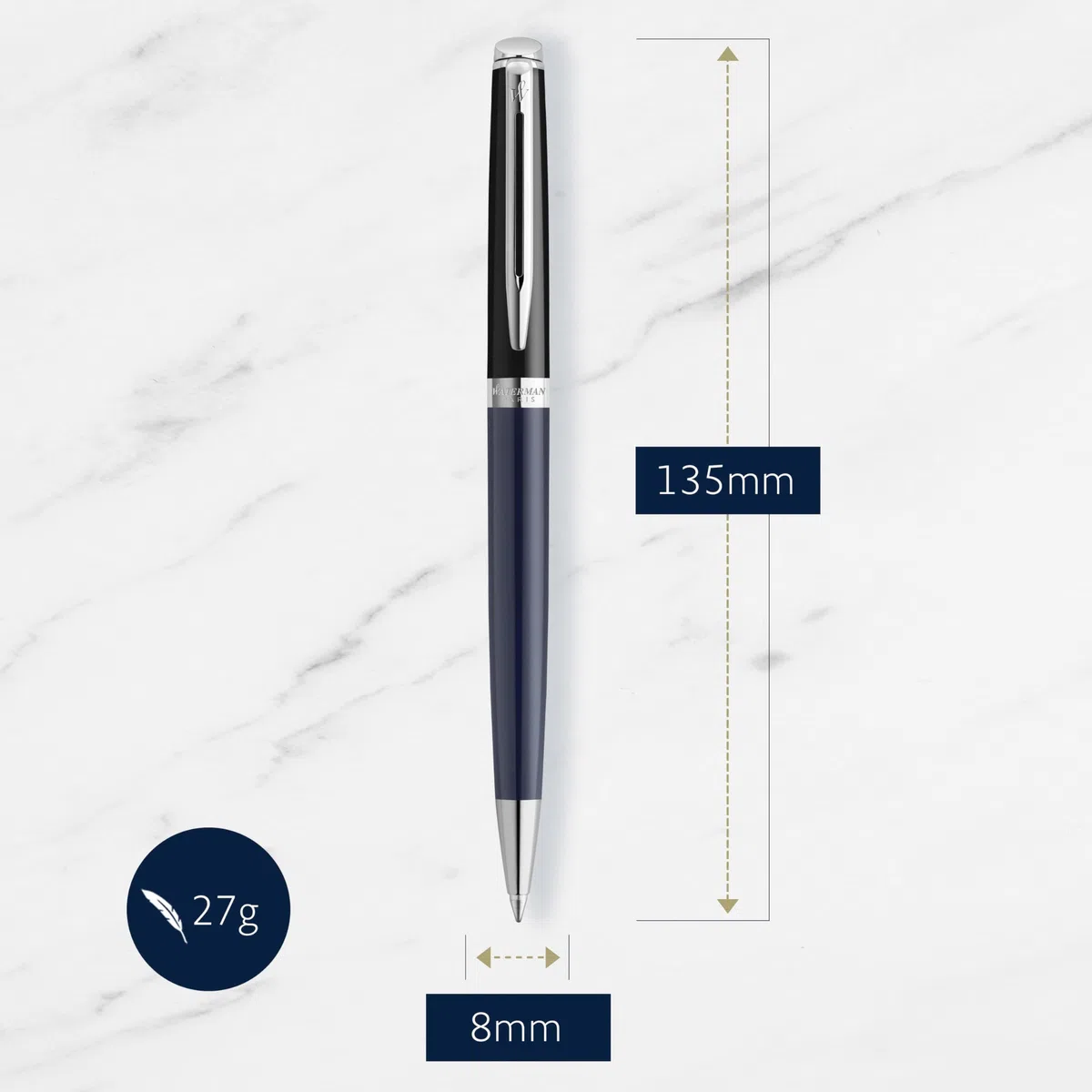 Waterman Hémisphère Bolígrafo | lacado negro y azul con adornos de paladio | punta media | estuche de regalo