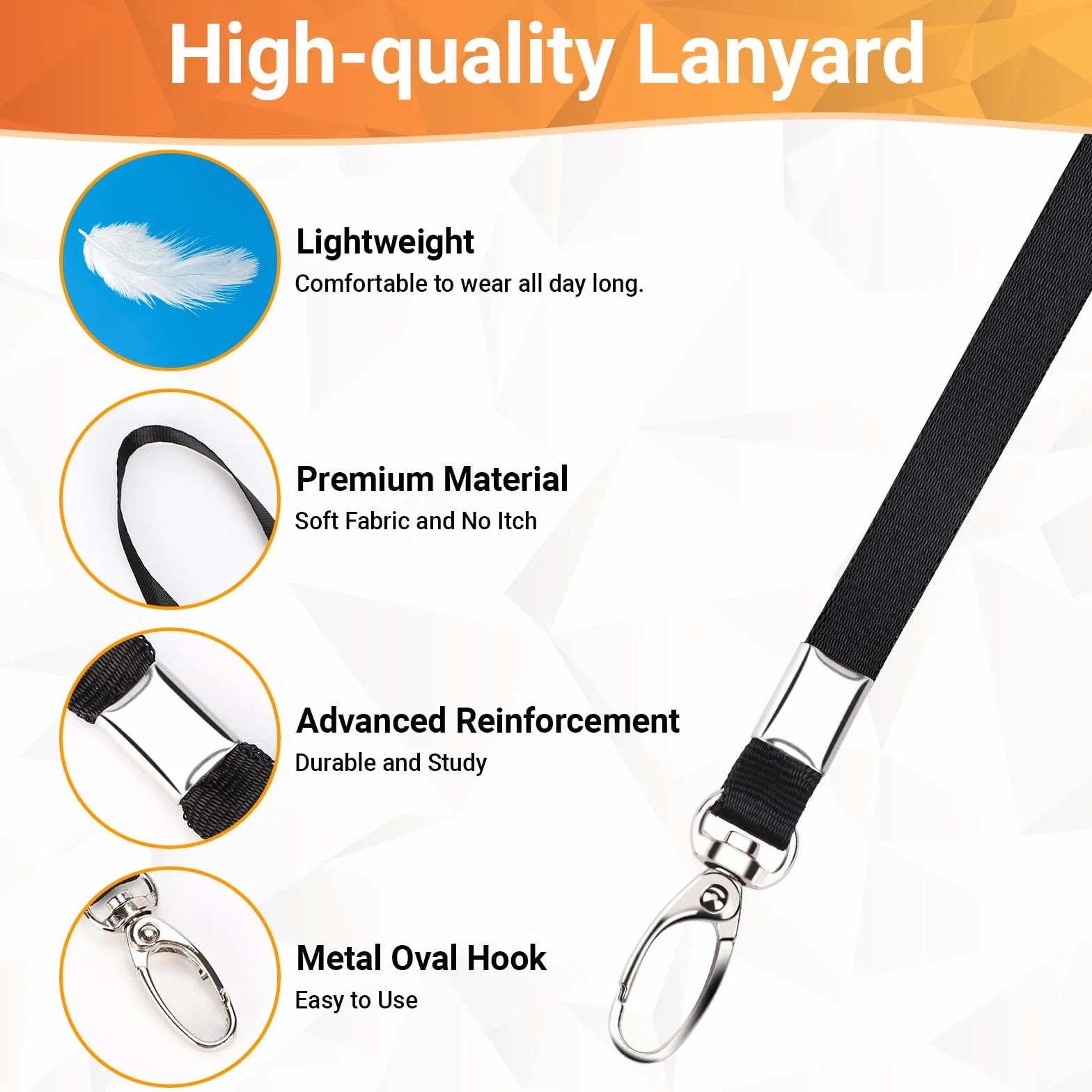 Segus Porta Tarjetas Colgante 50 Piezas Lanyard Negro Identificativas, Acreditaciones Colgantes, Cuelga Llaves Cuello
