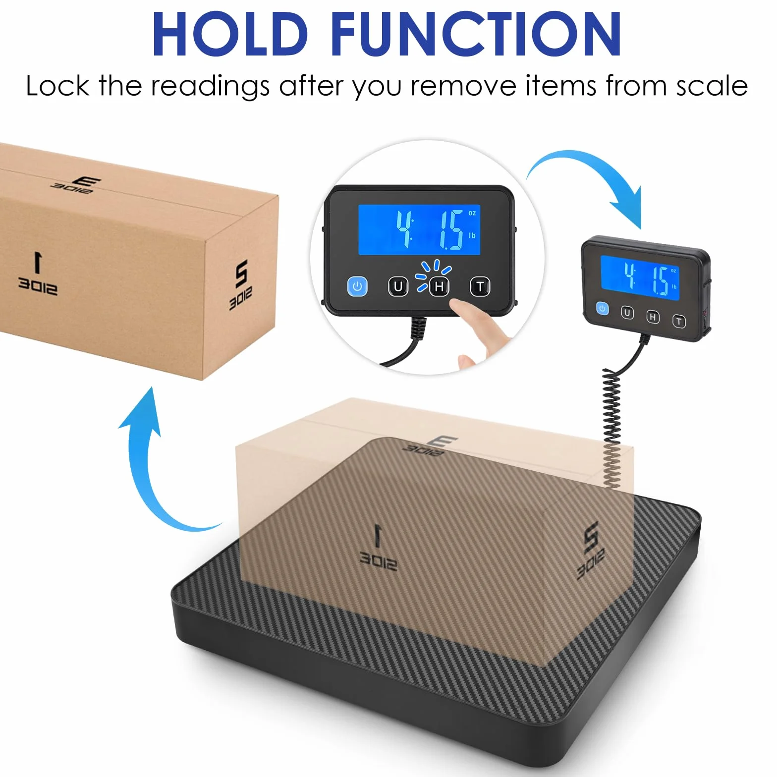 Báscula digital para paquetes 40-200 kg alta precisión con retención y tara pantalla LCD