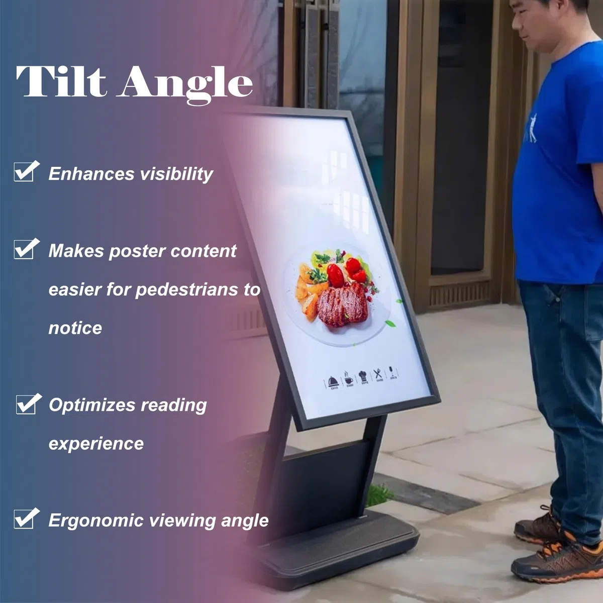 Caballete Publicidad Soporte Impermeable para Carteles de Acera, Carteles para Negocios Al Aire Libre, Soportes Metálicos con Ruedas y Base Lastrada para Carteles