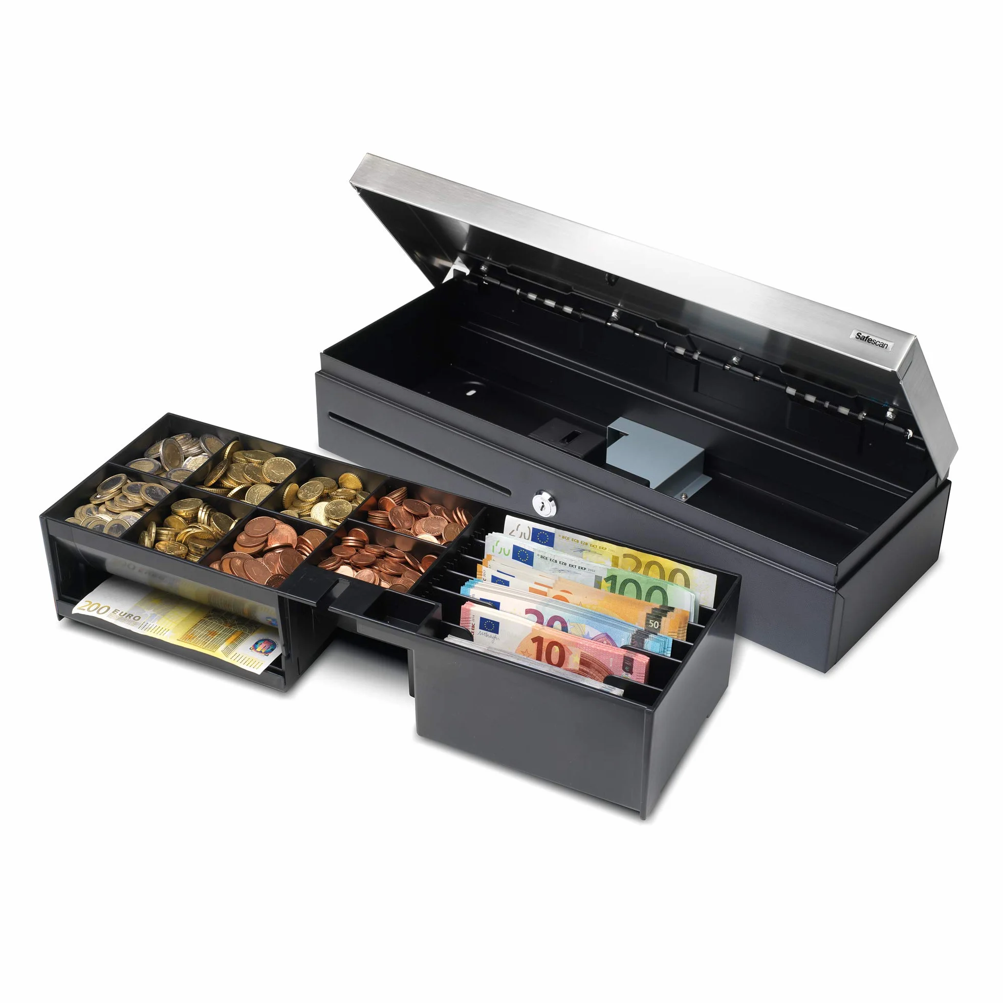 Safescan SD-4617S Cajón portamonedas vertical caja registradora 6 apartados billetes 8 monedas conexión RJ-12 46x17x10 cm