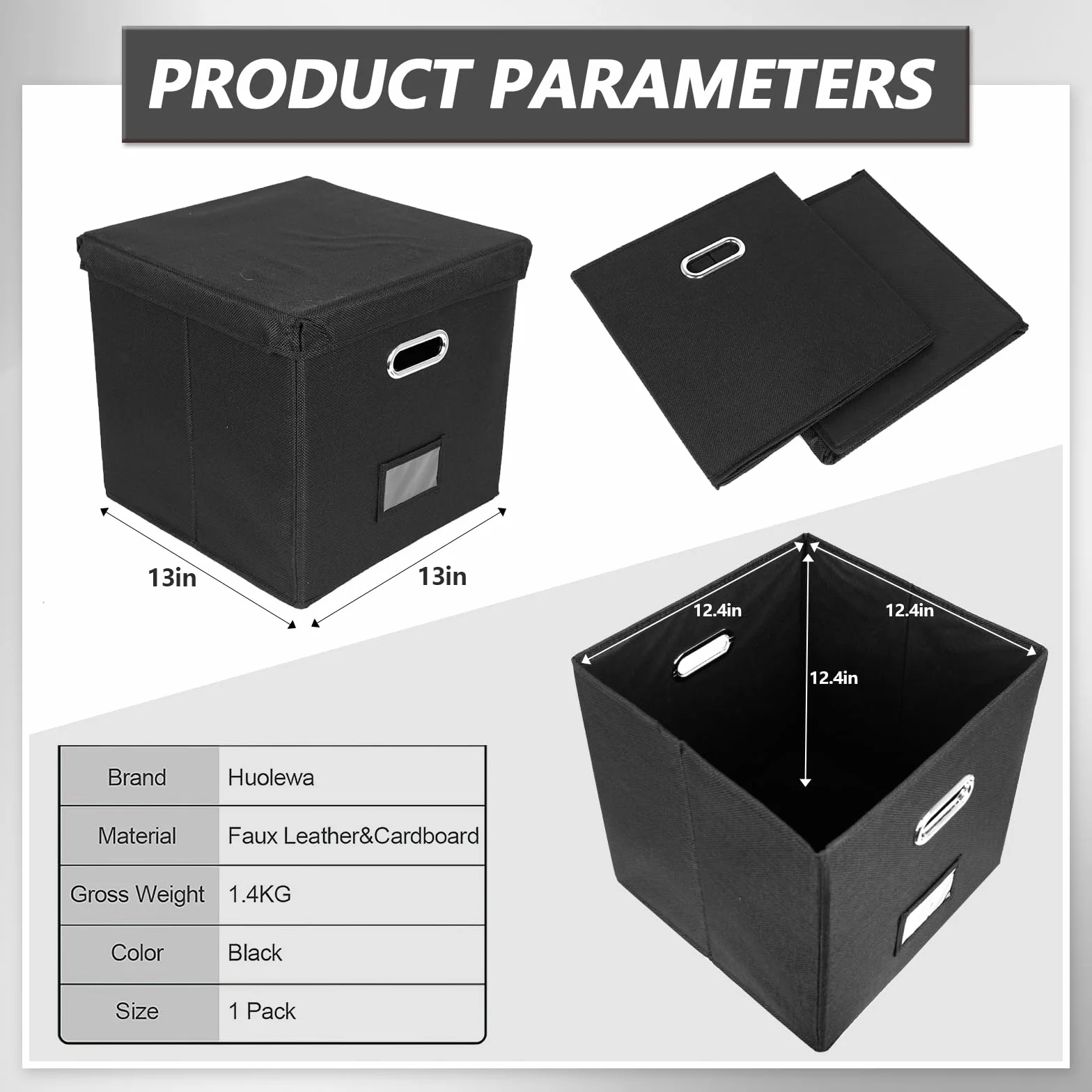 4 cajas de almacenamiento de discos de vinilo de 12 pulgadas, caja de almacenamiento de CD con tapa y asas, cajas de almacenamiento plegables para LP con capacidad para hasta 100 discos
