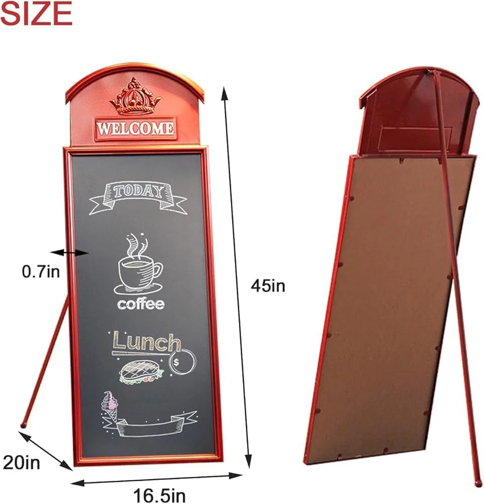 Plantillas De Tiza Rústicas Para Aceras: Pizarra De Hierro De Pie De 45 * 16,5 Pulgadas, Exhibición De Menú Montada En La Pared Para Restaurantes, Carteles De Pizarra (Size:Estilo montado en la pared)
