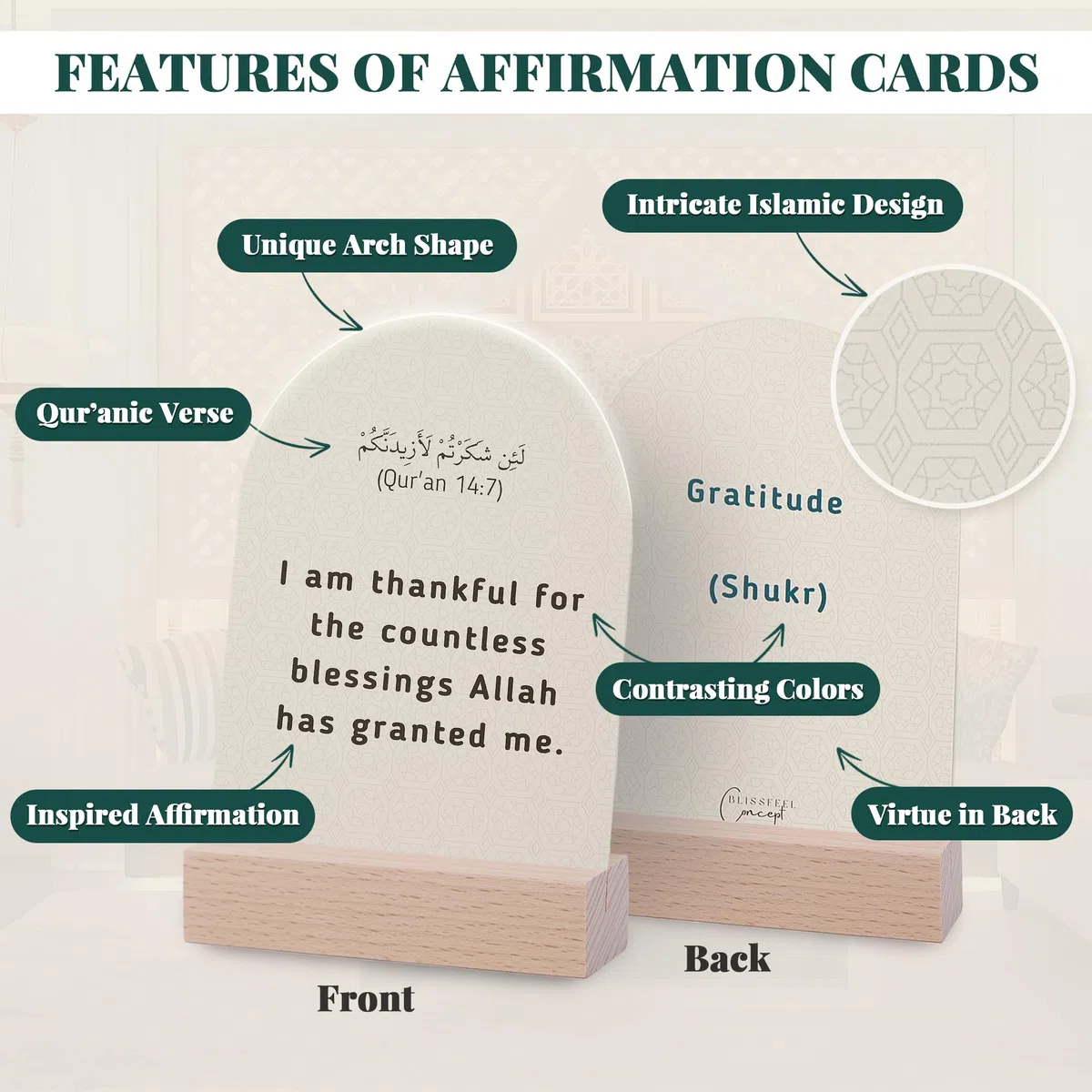Juego de 30 tarjetas de afirmación islámica, caja magnética y soporte, ideal para regalos de Eid, regalos islámicos, decoraciones de Eid para el hogar, grandes regalos de Eid para mujeres