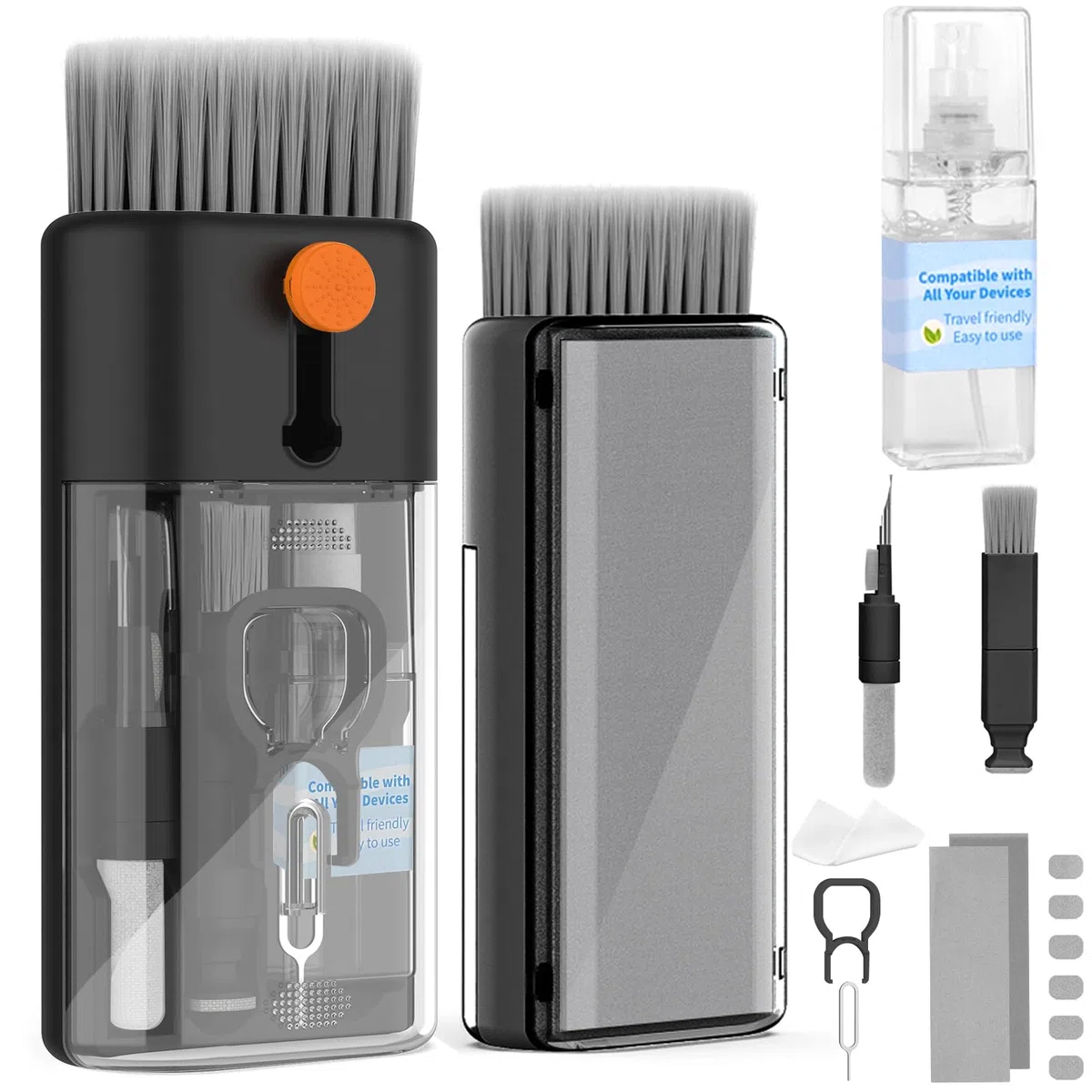 Kit de limpieza de teclado para laptop, cepillo de limpieza 12 en 1, limpiador de pantalla electrónico con bolígrafo de limpieza multifunción para MacBook, tablet, iPhone, auriculares,