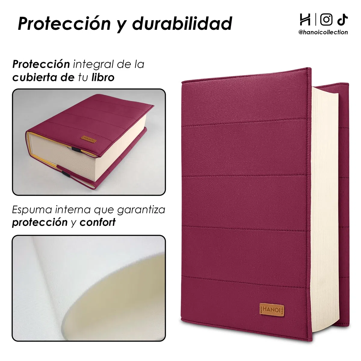 Funda para libros de lectura ajustable acolchada. Funda de libro acolchada grande. Funda libro, Cubierta para libros, Funda para tapa de libros (Buganvilla, Pequeño)